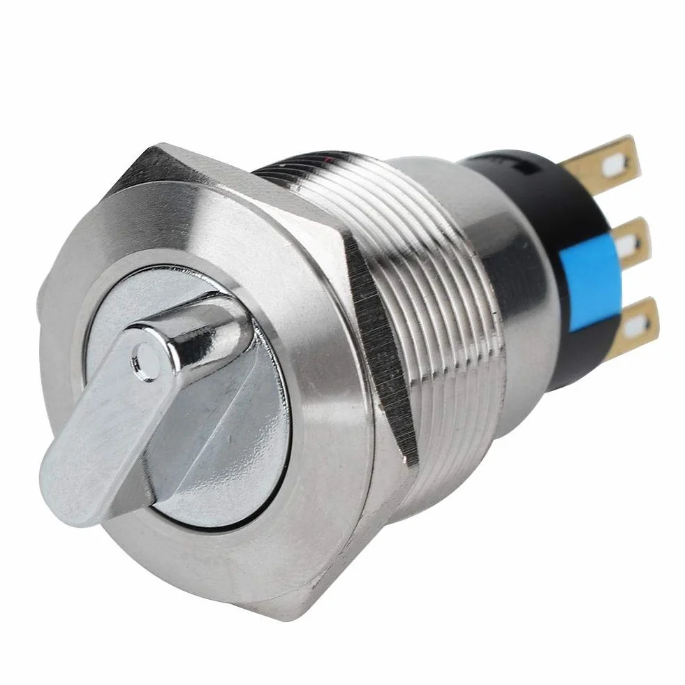 Przełącznik obrotowy, 19 mm, stal nierdzewna, wodoszczelność IP67, przełącznik przełączania z ciśnieniem roboczym 5-14 N, przełącznik do urządzeń gospodarstwa domowego, modyfikacja pojazdu (3 piny i 2