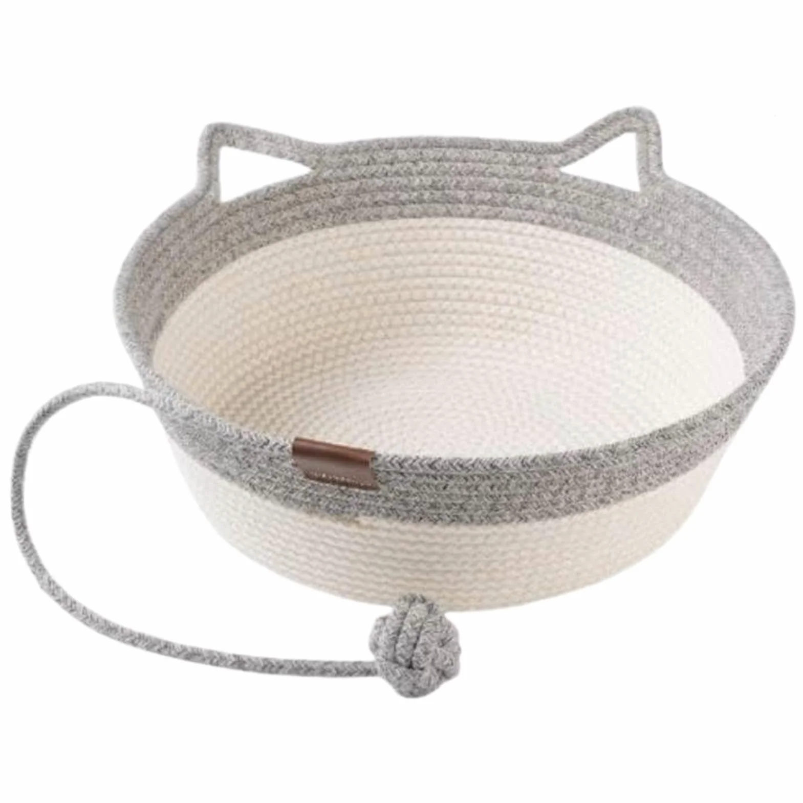 Okrągła kołyska dla kotka, tkane gniazdo dla kota, stylowe łóżko z oddychającą bawełną, akcesoria zewnętrzne z konstrukcją, 35 x 35 x 13 cm, wygodne wyposażenie do domu, salonu, podwórka