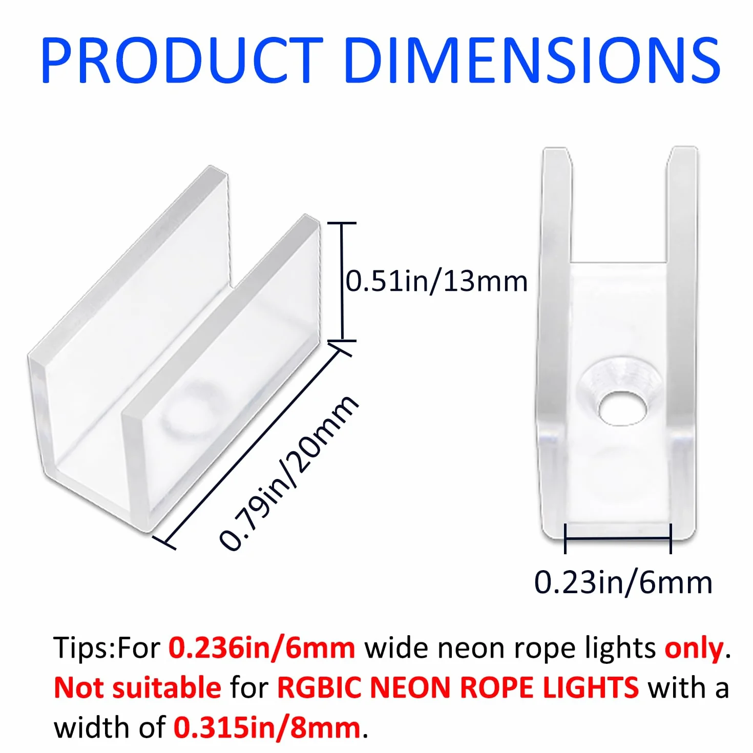 Wsporniki montażowe do lamp neonowych, 100 szt., klipsy mocujące, akcesoria do 6 x 12 mm, silikonowe taśmy LED Flex Strip Lighting, DIY (100 śrub, 100 klipsów)