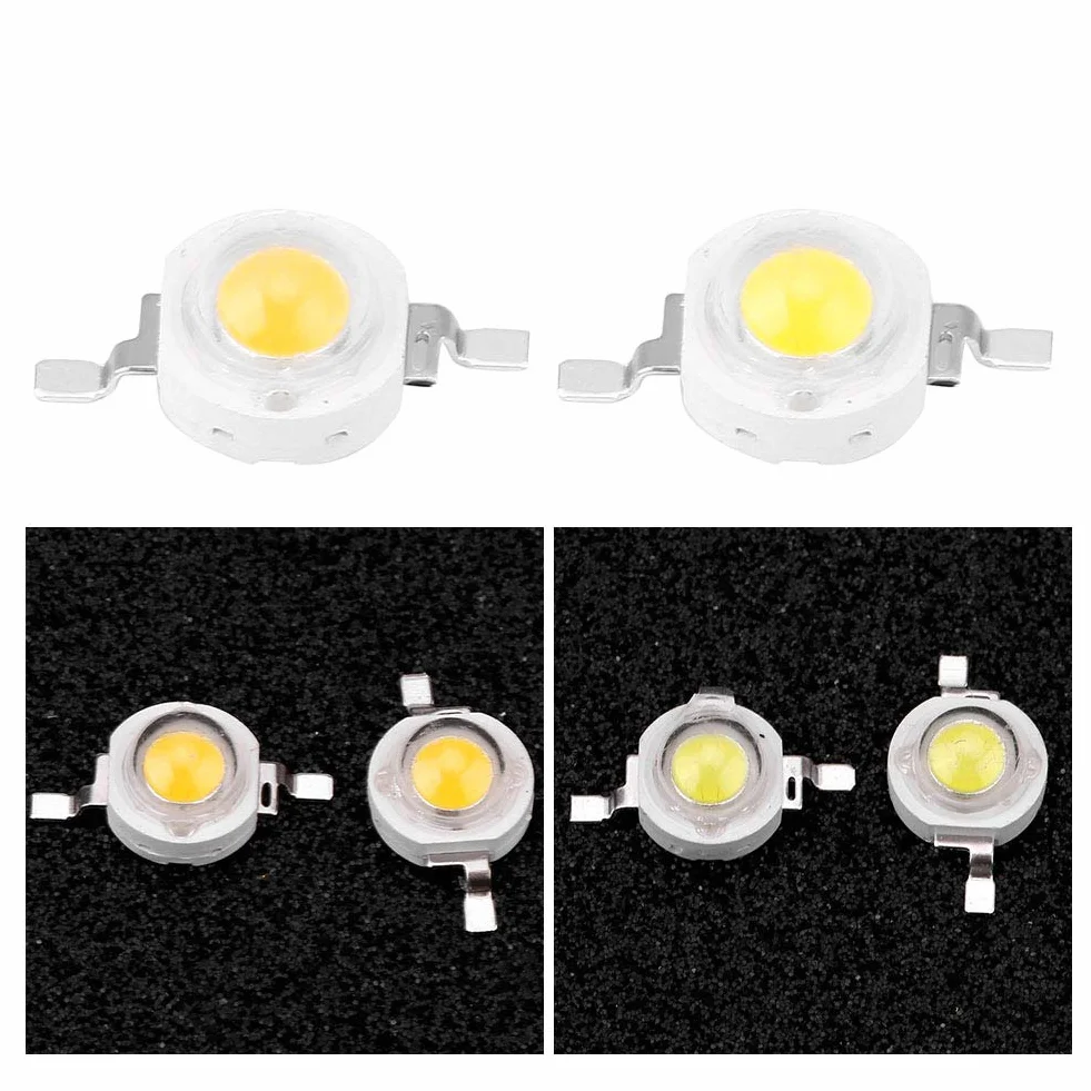 100 sztuk Układ LED dużej mocy 1 Wat Super jasny intensywność SMD Elementy emitera światła Diody Koraliki do lampy Chip DIY Światła do reflektorów Reflektory (biały 6000 k) (biały 6000 k)