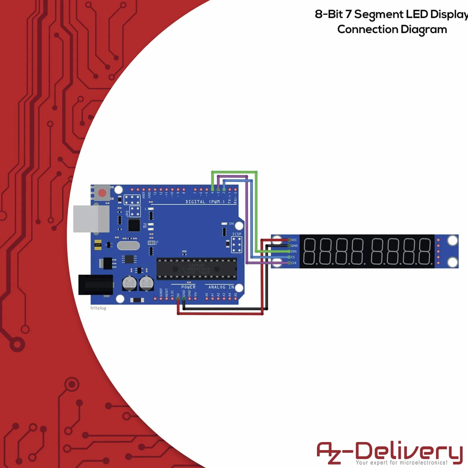 AZDelivery 3 x MAX7219 Led Module 8 Bit 7 Segmentowy wyświetlacz TM1637 LED kompatybilny z Arduino i Raspberry Pi