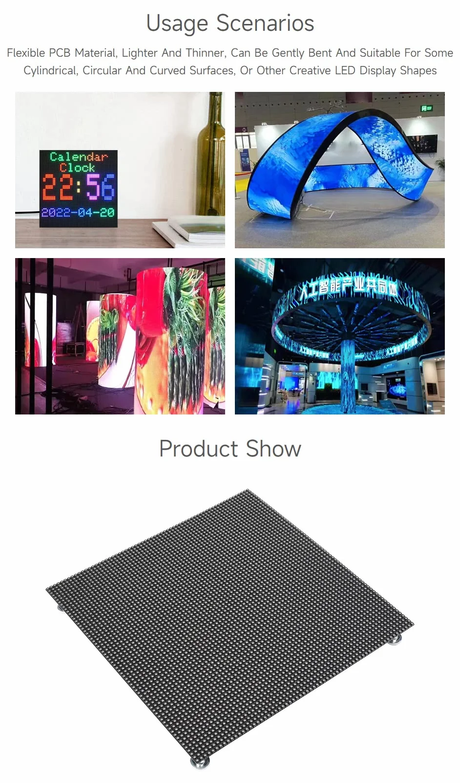 Waveshare Flexible RGB Full-Color LED Matrix Panel 3mm Pitch 64x64 Pixels Adjustable Brightness and Bendable PCB Compatible with Raspberry Pi/Raspberry Pi Pico / ESP32