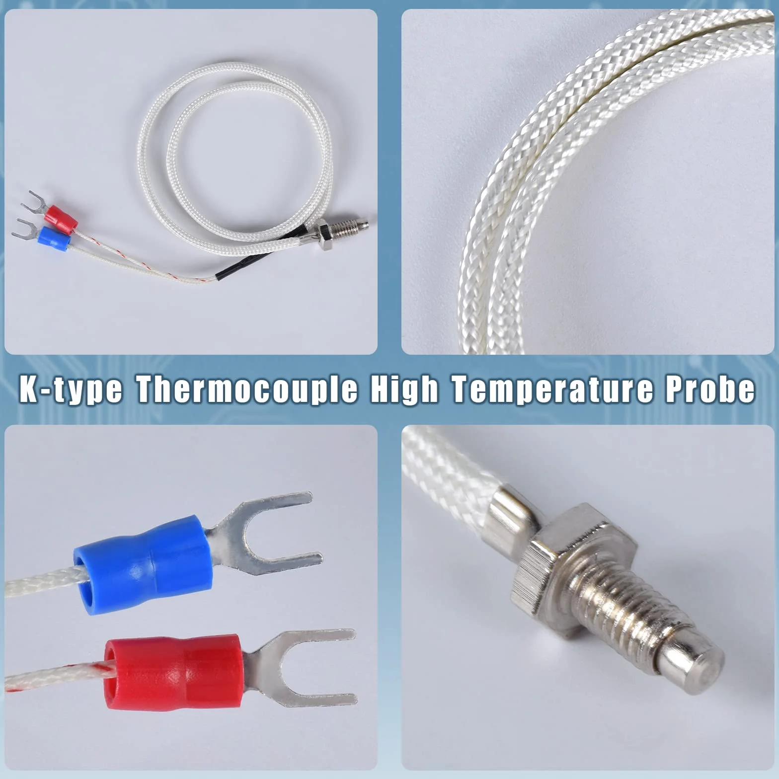 Termometr Cyfrowy DC 12V LED Przemysłowy z Sondą Termopary Typu-K -30～800℃ Wodoodporny Czerwony