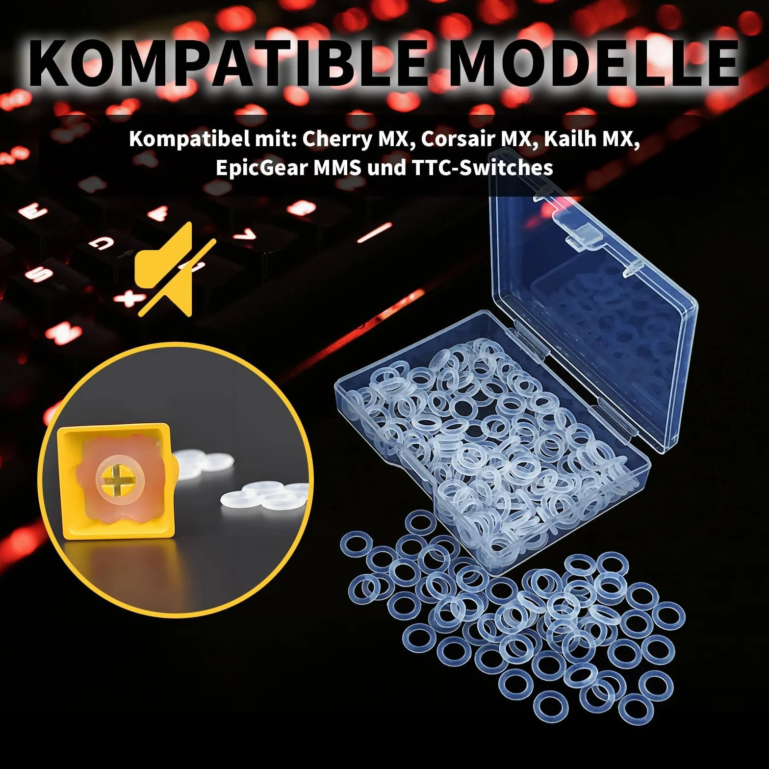 Przezroczystych Pierścieni Gumowych O-Ring, Wytrzymałe, Elastyczne, 8mm Zewnętrzny, 5mm Wewnętrzny, 1.5mm Grubość, Kompatybilny z Klawiatury Mechanicznej i Kirsche MX Switch(200 Sztuk)