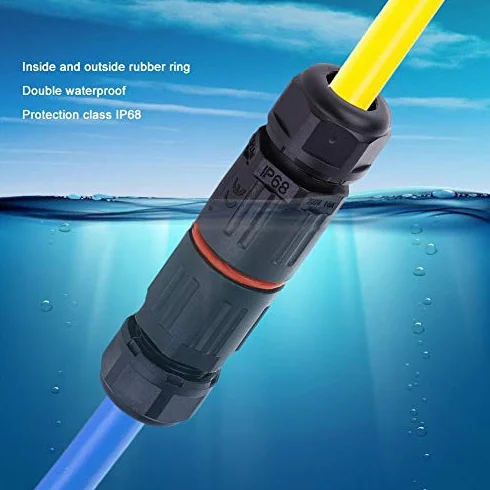 Wodoodporne złącza kablowe IP68 3-biegunowe 0,5mm²~2,0mm² zewnętrzne