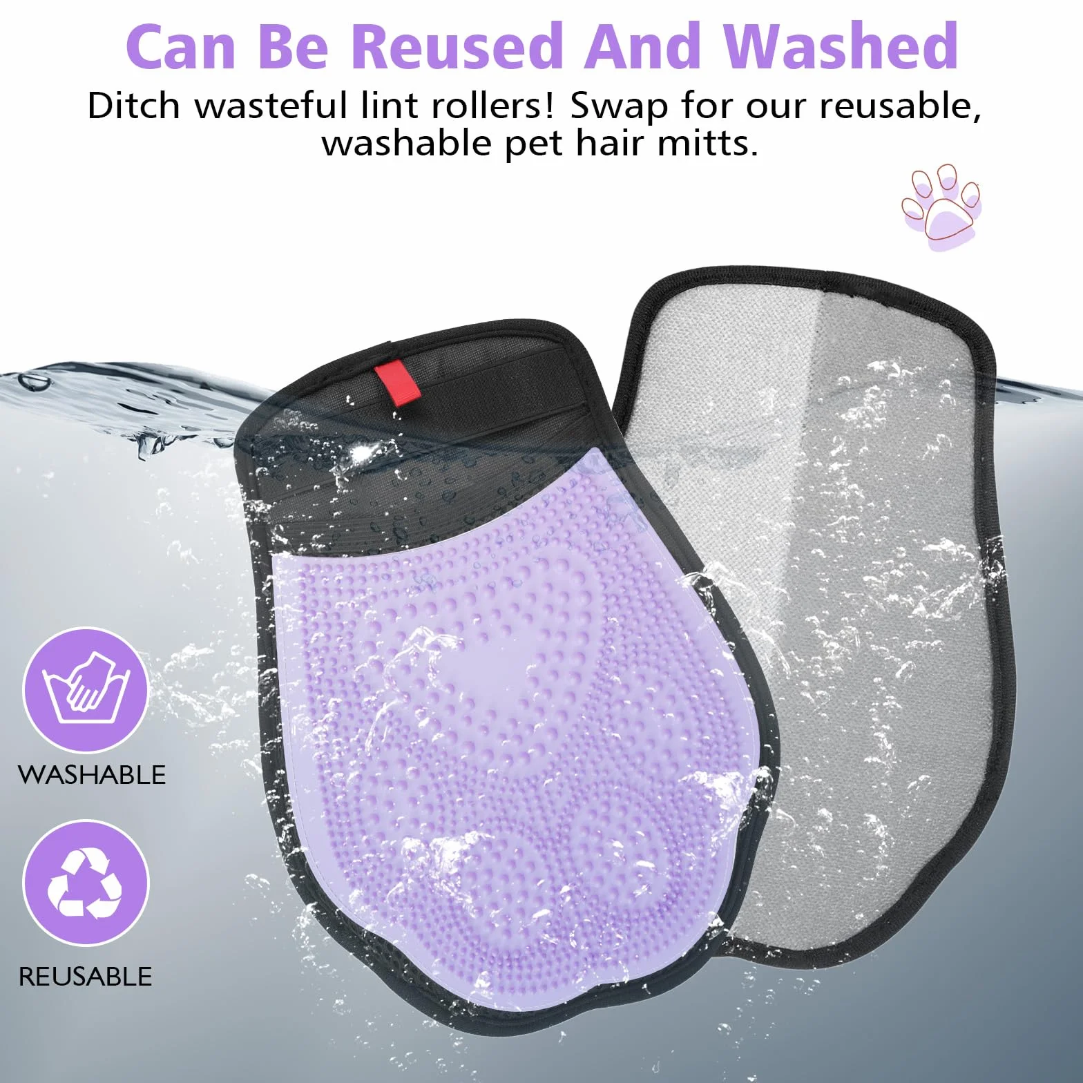 Rękawica do Czyszczenia Sierści - Rękawica do Czesania, Reusable Pet Hair Remover, Stronami do Usuwania Sierści z Ubrań, Sofy, Dywanów