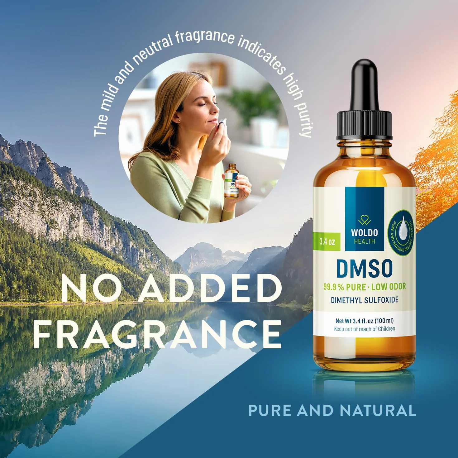 WoldoHealth DMSO 99,9% czystości dimetylosulfotlenek 100 ml jakość farmaceutyczna z pipetą