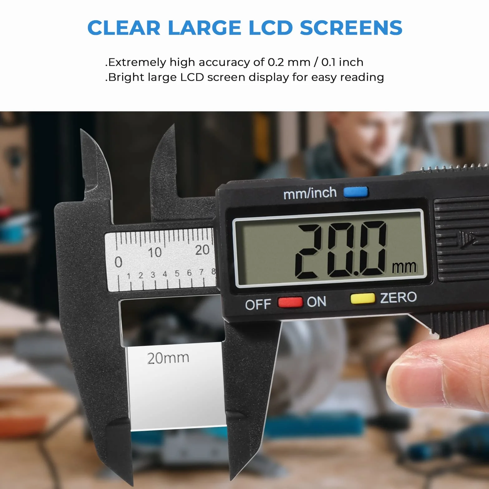 Vinabo Cyfrowa suwmiarka 150 mm/6" z dużym wyświetlaczem LCD