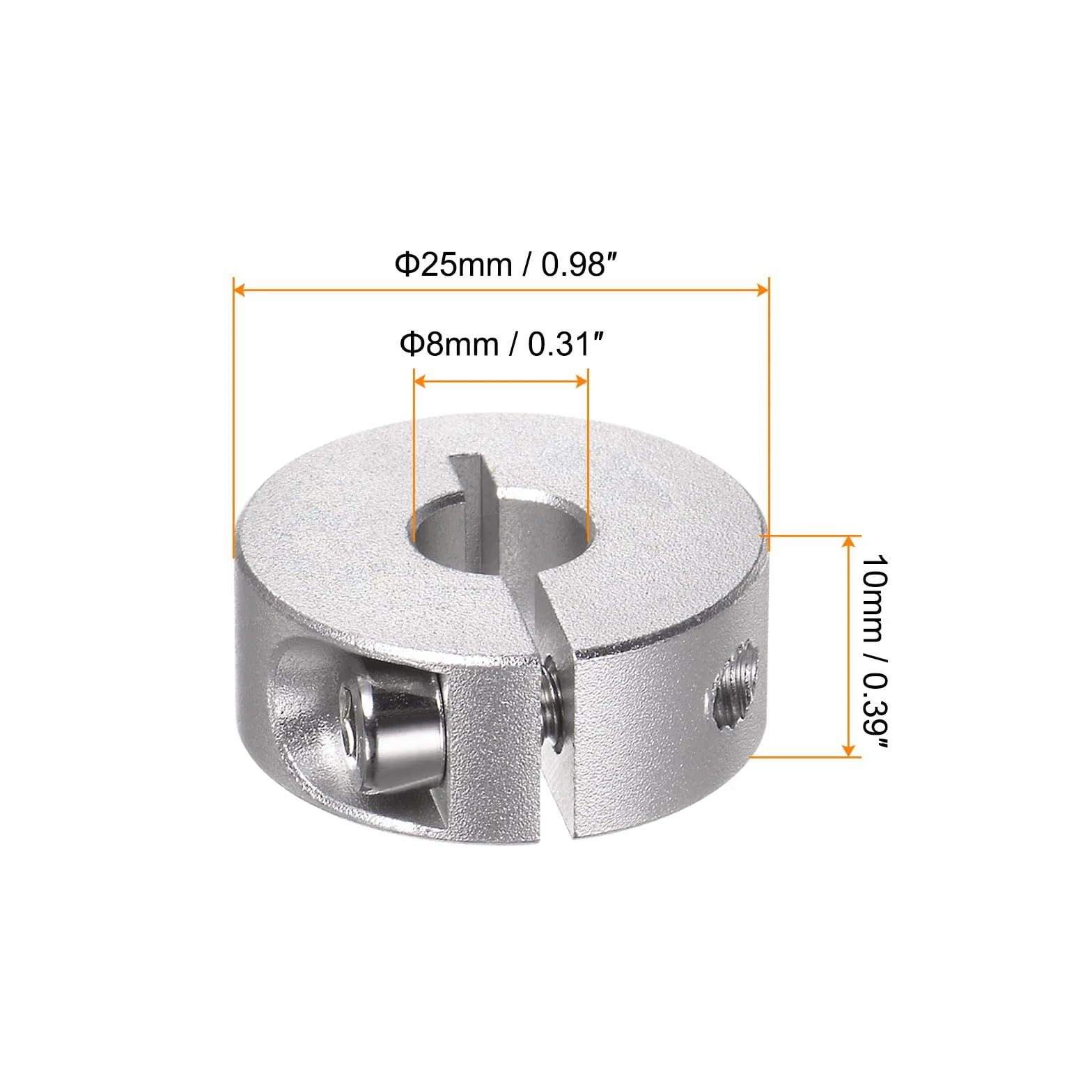 QUARKZMAN 4 szt. kołnierz wału 8 mm, otwór ze stopu aluminium, zestaw śrub, pierścień zaciskowy 25 mm AD 10 mm szerokość do kół, taczek, przekładni osi, jednostek napędowych, maszyn, narzędzi