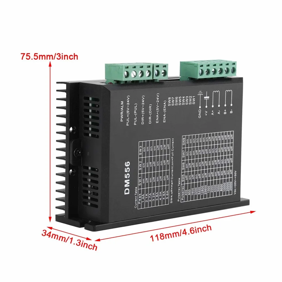 Sterownik silnika DM556 – 2-fazowy sterownik silnika krokowego 42/57 sterownik silnika krokowego 24 V-50 V DC