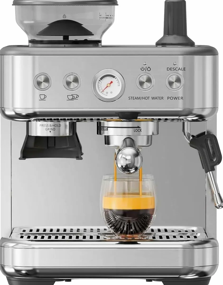 Towallmark Ekspres do espresso z młynkiem, 15 bar, PID, pojemnik na ziarna 250 g, dysza parowa 360°