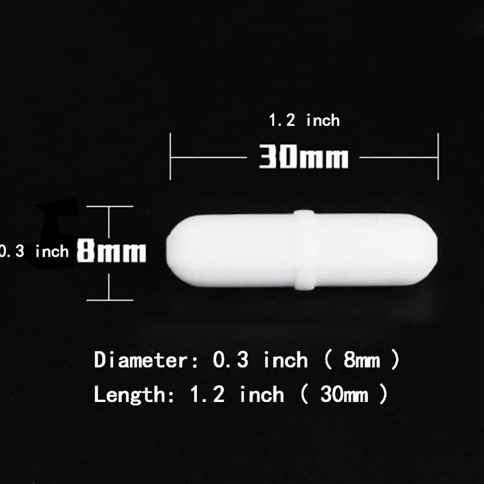 TsoLay 5 sztuk 30 mm / 1,2 cala PTFE Magnetic Stirrer Mixer Bar, biały, pręt magnetyczny, pręt do prasowania Lab Stir
