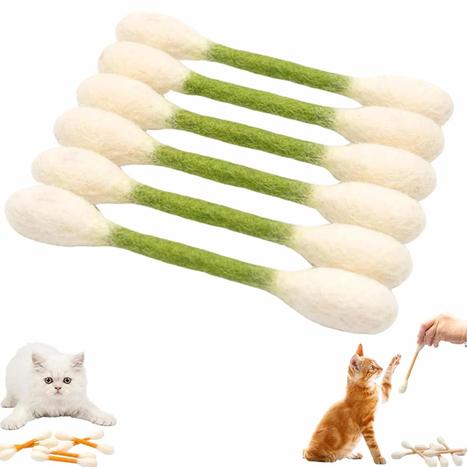Giant Q Tip zabawka dla kota 6 szt. Wacików interaktywne kocie gry, gryzące zabawki do żucia, filcowa rozrywka, prezent dla miłośników zwierząt