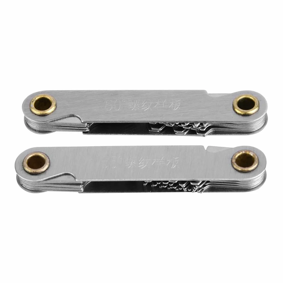 Imperial miernik gwintu 55° + Metric 60° narzędzie do pomiaru śrub ze stali nierdzewnej