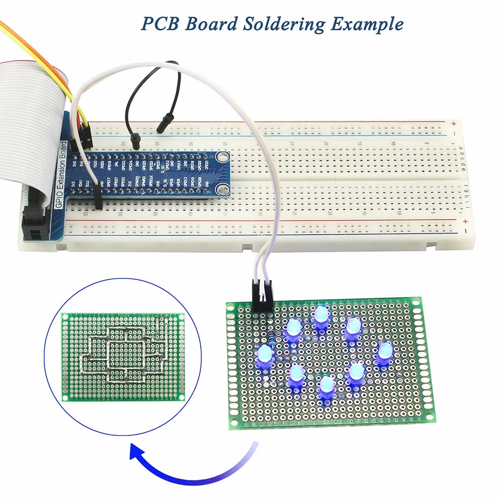 Zestaw komponentów elektronicznych z e-bookiem, przewodami połączeniowymi, LED i rezystorami do lutowania PCB