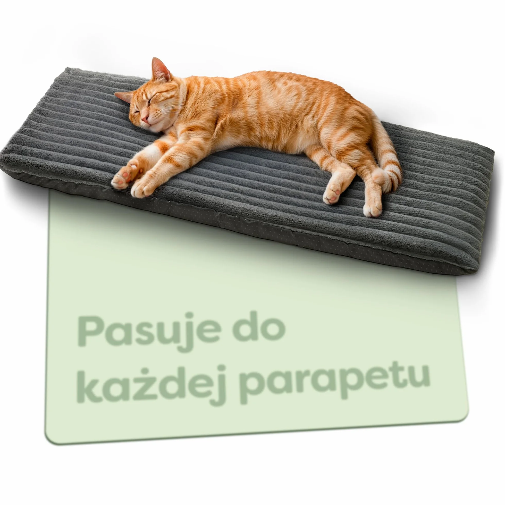 Knupis Legowisko dla Kota na Parapet 90 x 28 cm – Samonagrzewające bez prądu – Miękkie i Dźwiękochłonne – Zdejmowany, prany pokrowiec – Z antypoślizgowym spodem – Szare