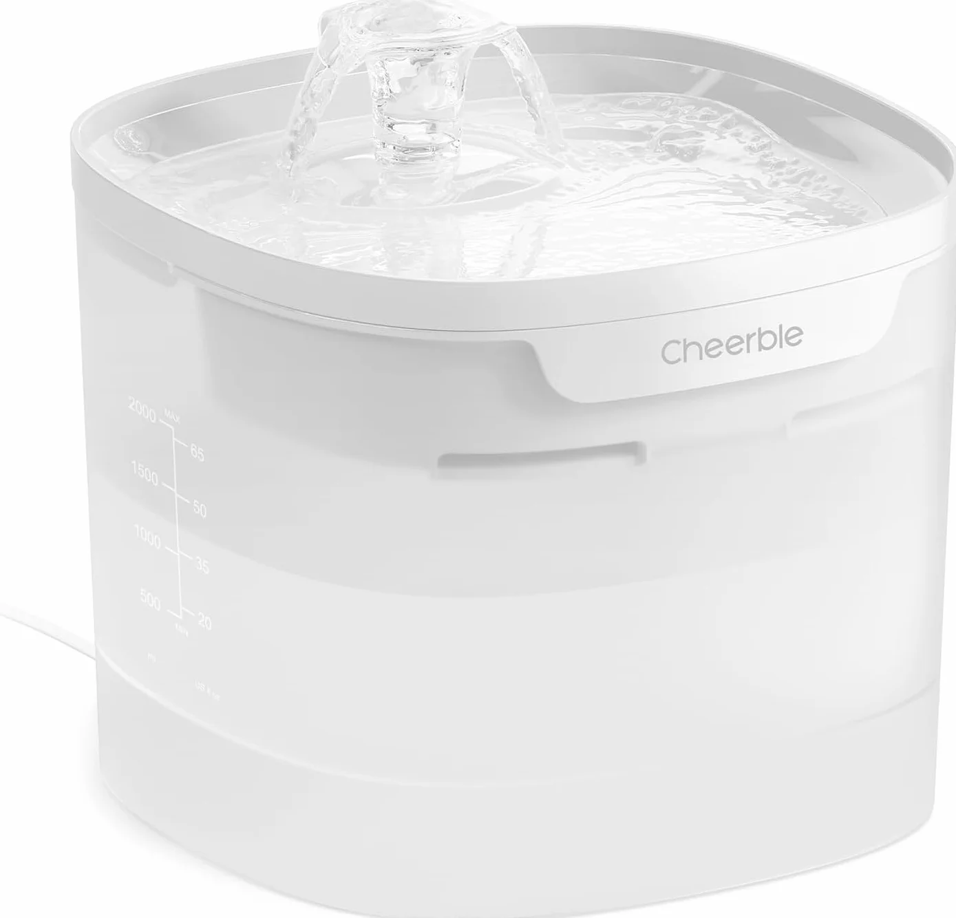Cheerble E1 Lite fontanna dla kotów, bez pompy, 23 dB, bardzo cicha, 2 l, z technologią MagDrive™, łatwe czyszczenie, fontanna dla kotów, idealna dla wielu zwierząt domowych (biała)