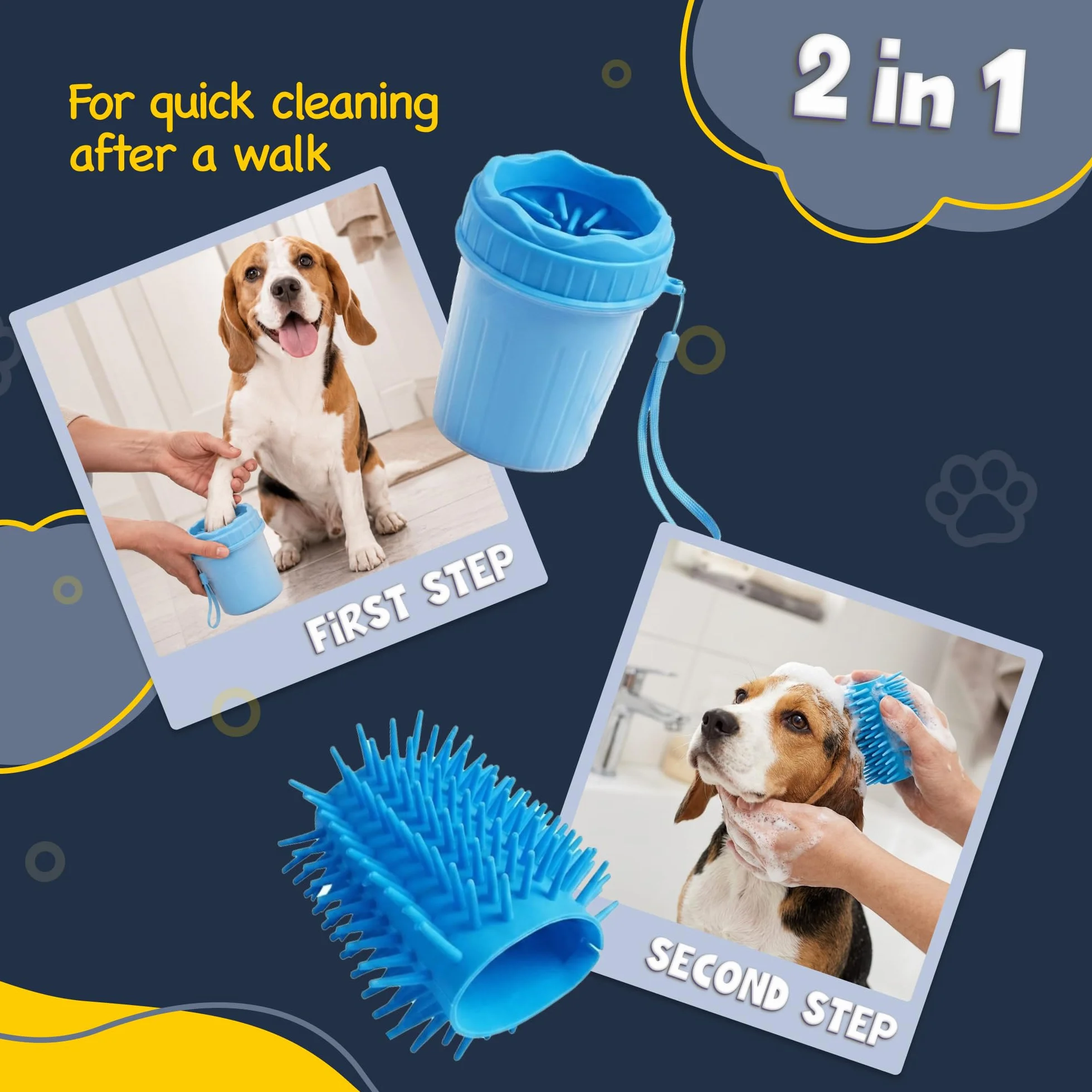 Fancy Pets Czyścik do Łap Psa, Myjka do Łap dla Psa z Silikonowymi Szczotkami, Kubek do Mycia Łap Psa dla Małych Psów i Szczeniaków, Dog Paw Cleaner