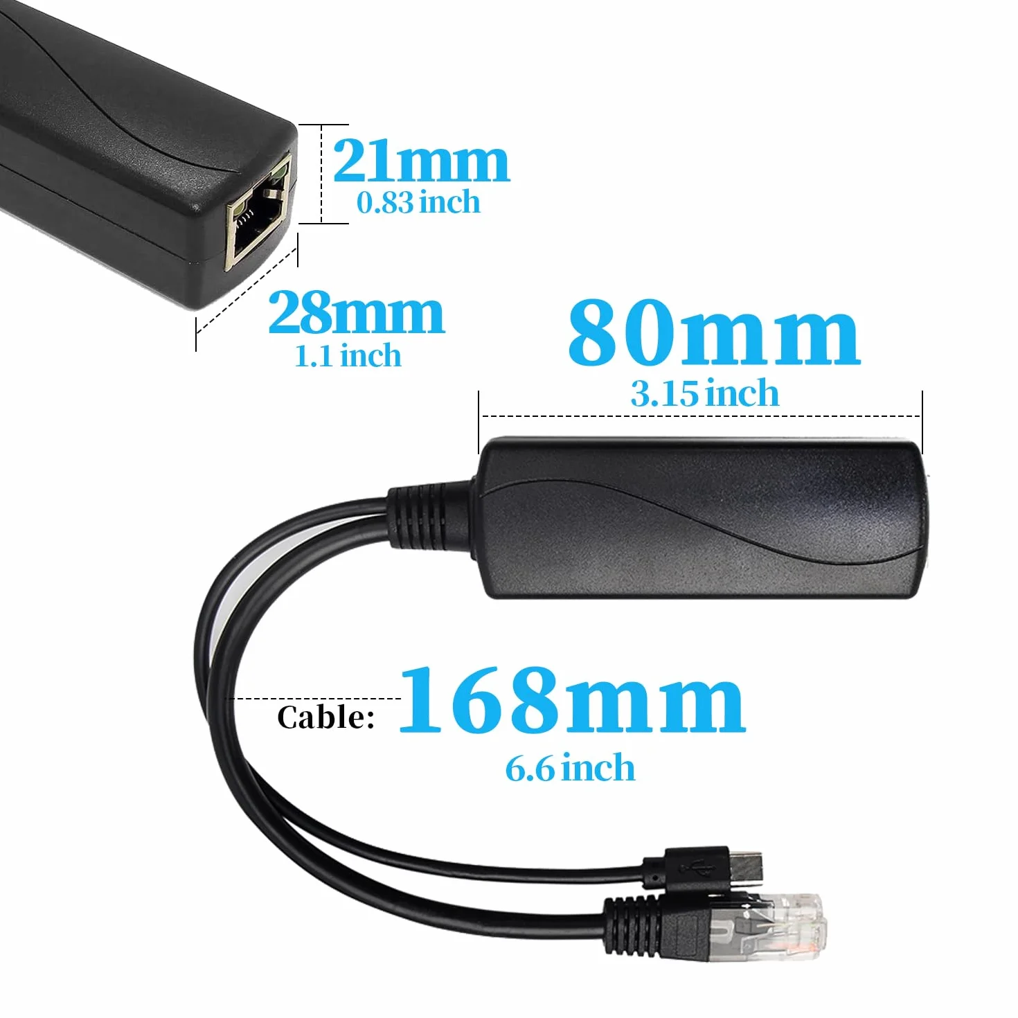 Rozdzielacz PoE 2,5 G USB-C 5 V/4 A 20 W 48 V IEEE802.3af/at