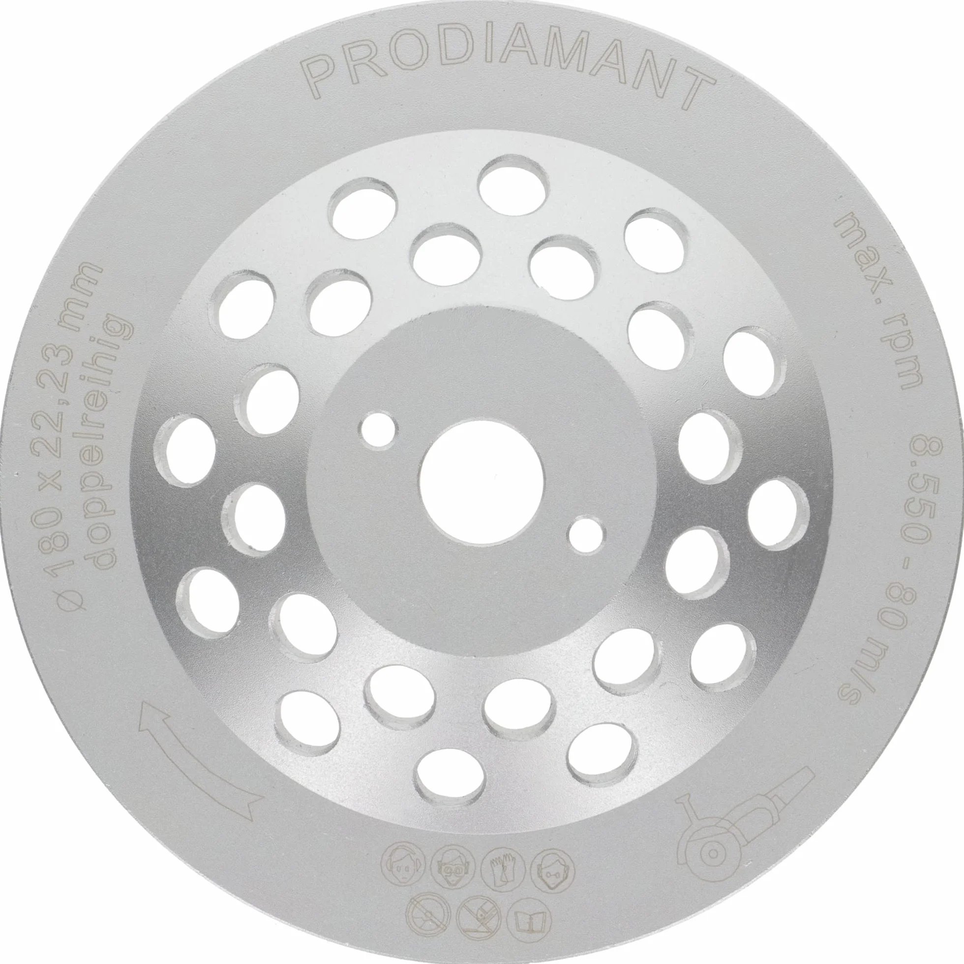 PRODIAMANT Diamentowa tarcza szlifierska 180 mm beton uniwersalna 180 mm x 22,2 mm talerz szlifierski dwurzędowy wysokość konstrukcyjna 31 mm