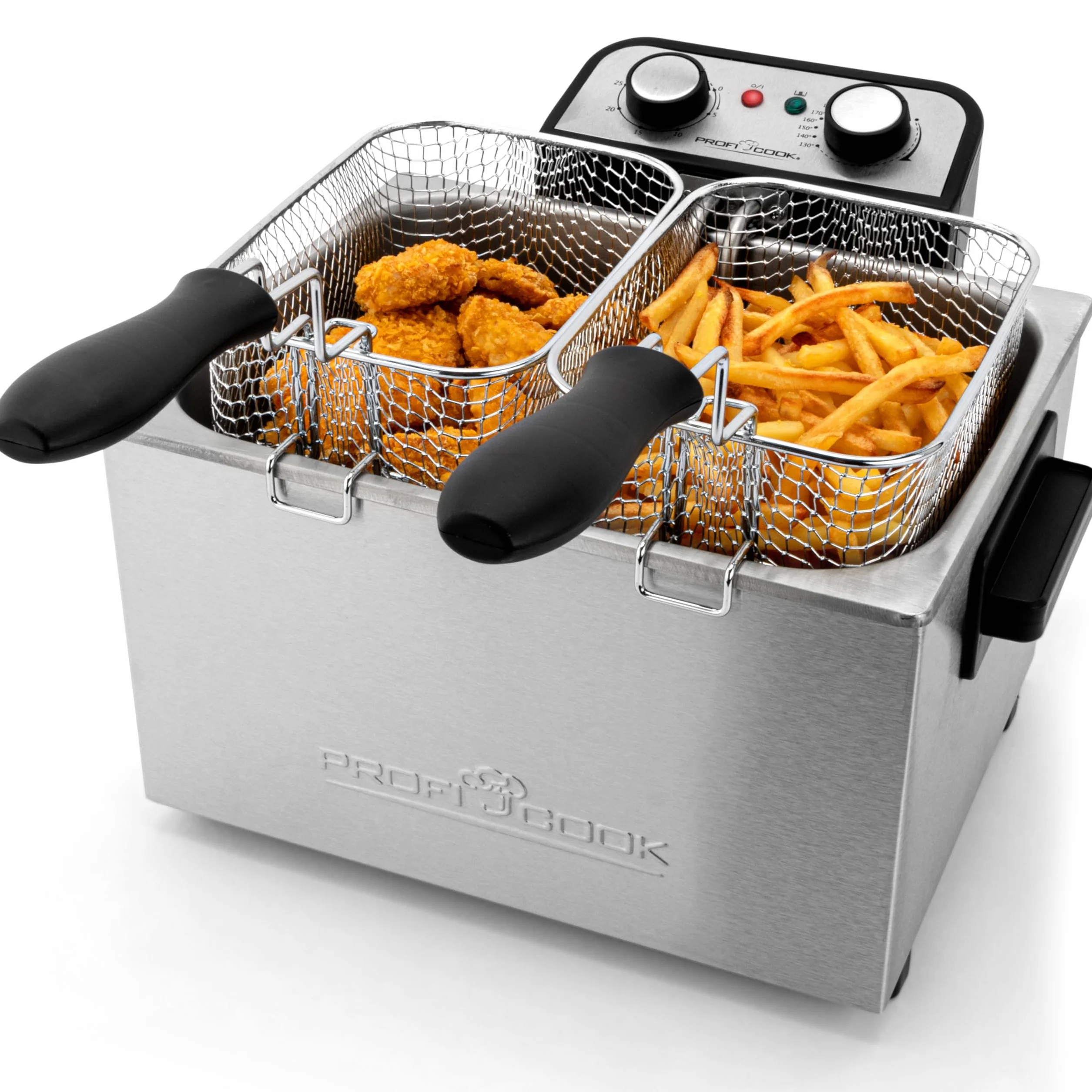 Profi Cook FR1038 Frytkownica, Stal Nierdzewna, 3000 W, 5 L, Srebrny/Czarny