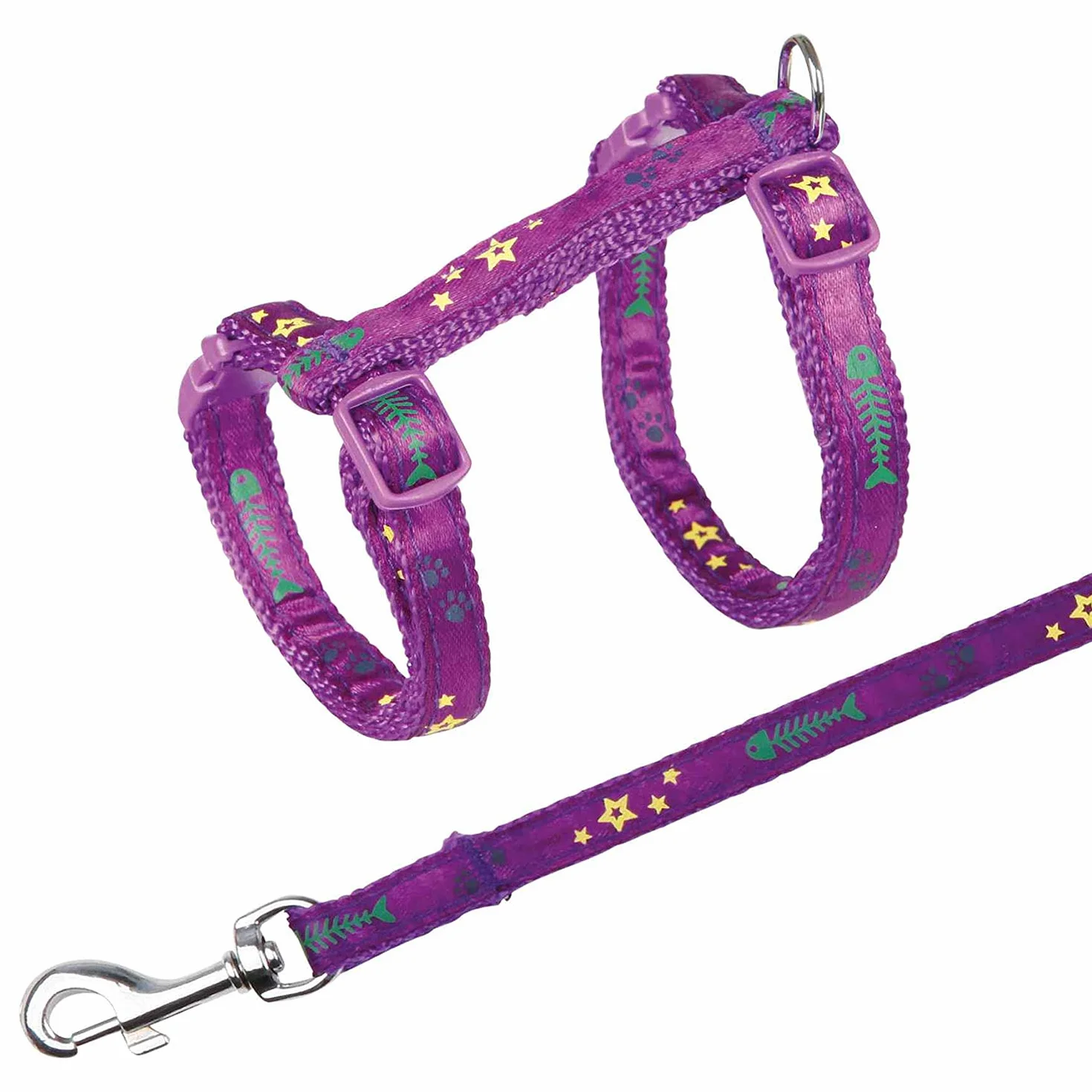 TRIXIE Zestaw dla kota, taśma z motywem, nylon, 22–36 cm/10 mm, 1,20 m