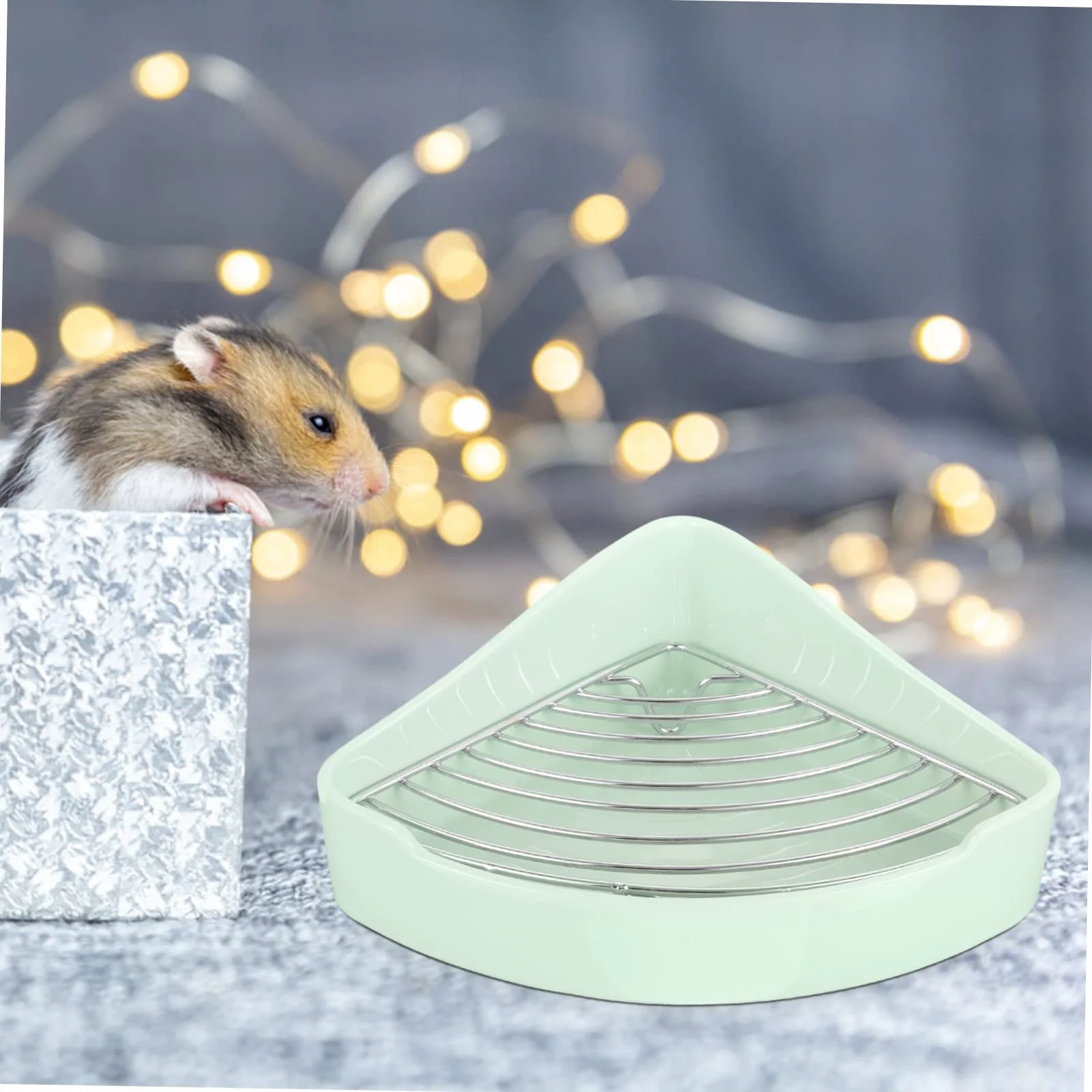 Happyyami Ceramiczny Kącik Toaletowy Dla Małych Zwierząt Trójkątny Przenośny Odporny Przewracanie Idealny Dla Królików Świnek Morskich i Jeży Łatwy Czyszczeniu Zapewnia Czystość