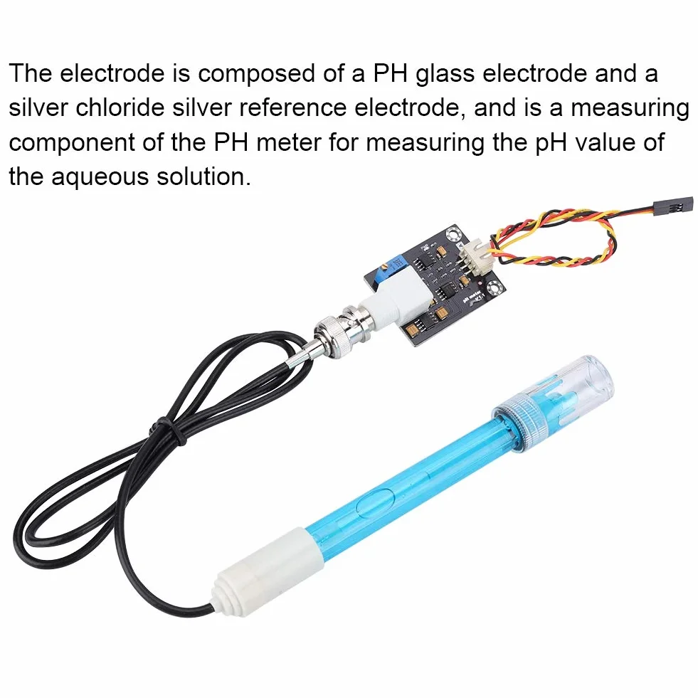Moduł czujnika PH, czujnik pH ze złączem BNC + sonda PH kod testowy elektrody kompozytowej czujnik wartości PH wykrywanie jakości wody moduł czujnika monitorowania jakości wody