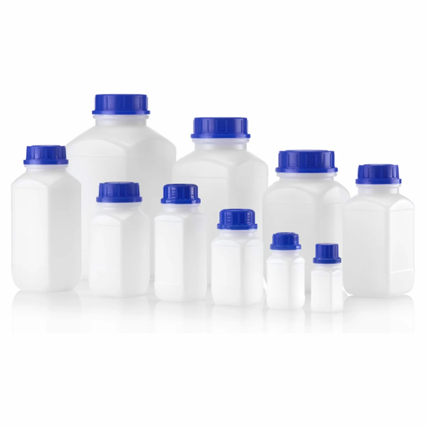 Kautex Seria 310 PVC czworokątny pojemnik z szeroką szyjką bez zamknięcia, pojemność 300 ml, przezroczysty