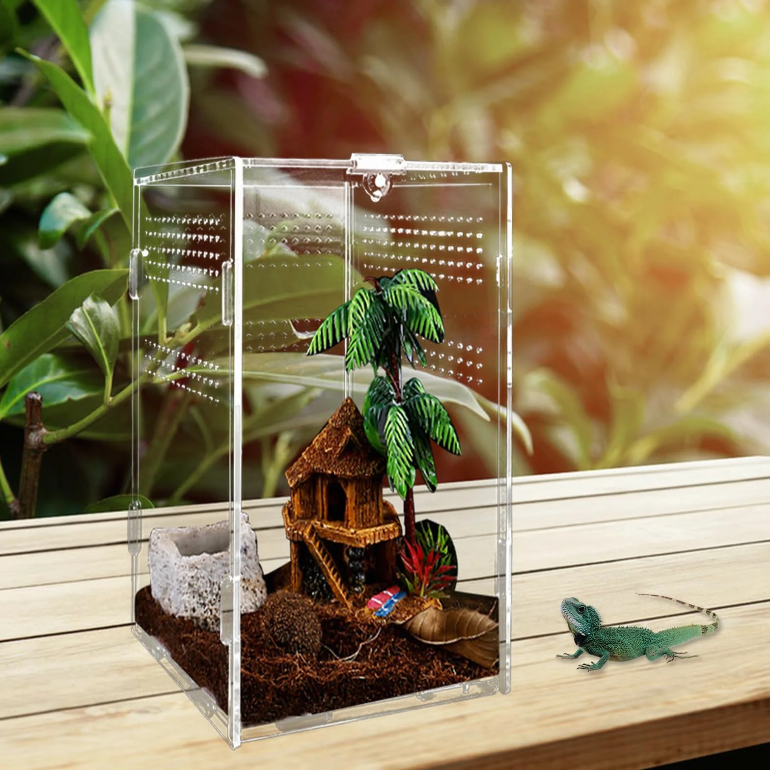 Przezroczysty akrylowy pojemnik na owady, gad hodowla zwierząt, 12 x 12 x 20 cm pojemniki na terrarium do jaszczurki pająka skorpiona stonoga żaba rogata