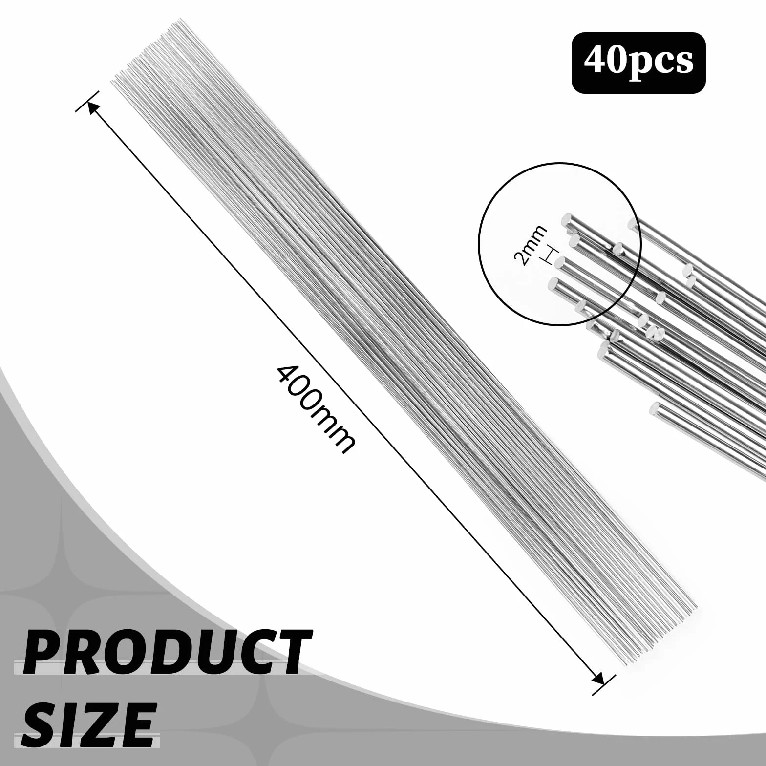 LALAGO Drut ze stali nierdzewnej sprężynowej 2 mm x 400 mm 40 sztuk