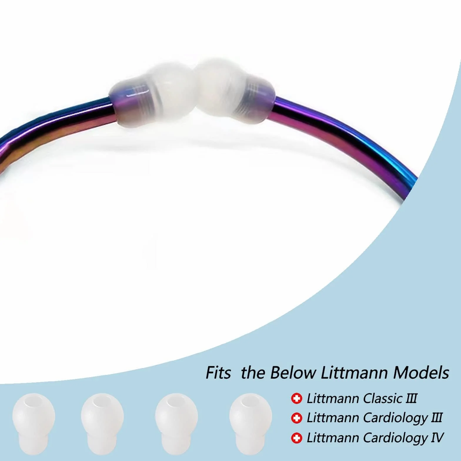 Stetoskop Ear Tips zamiennik stetoskopów Littmann kompatybilny ze stetoskopem MDF Classic 3 Cardiology 3 & Cardiology 4, Cardiology III & IV & Littmann Stetoscope Parts (biały)
