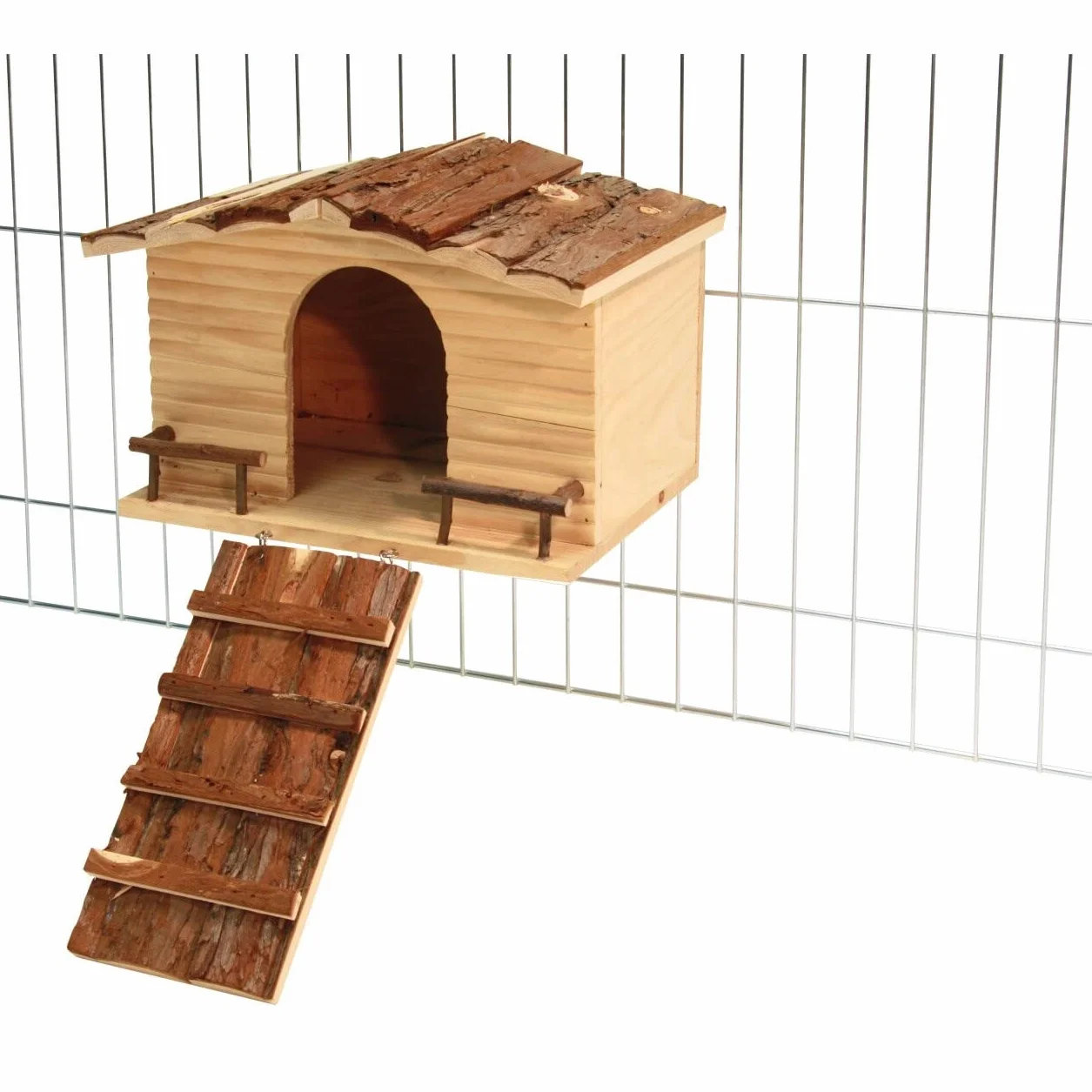 Kerbl 82747 domek dla gryzoni Nature 30 x 22,5 x 20 cm z mocowaniem siatki
