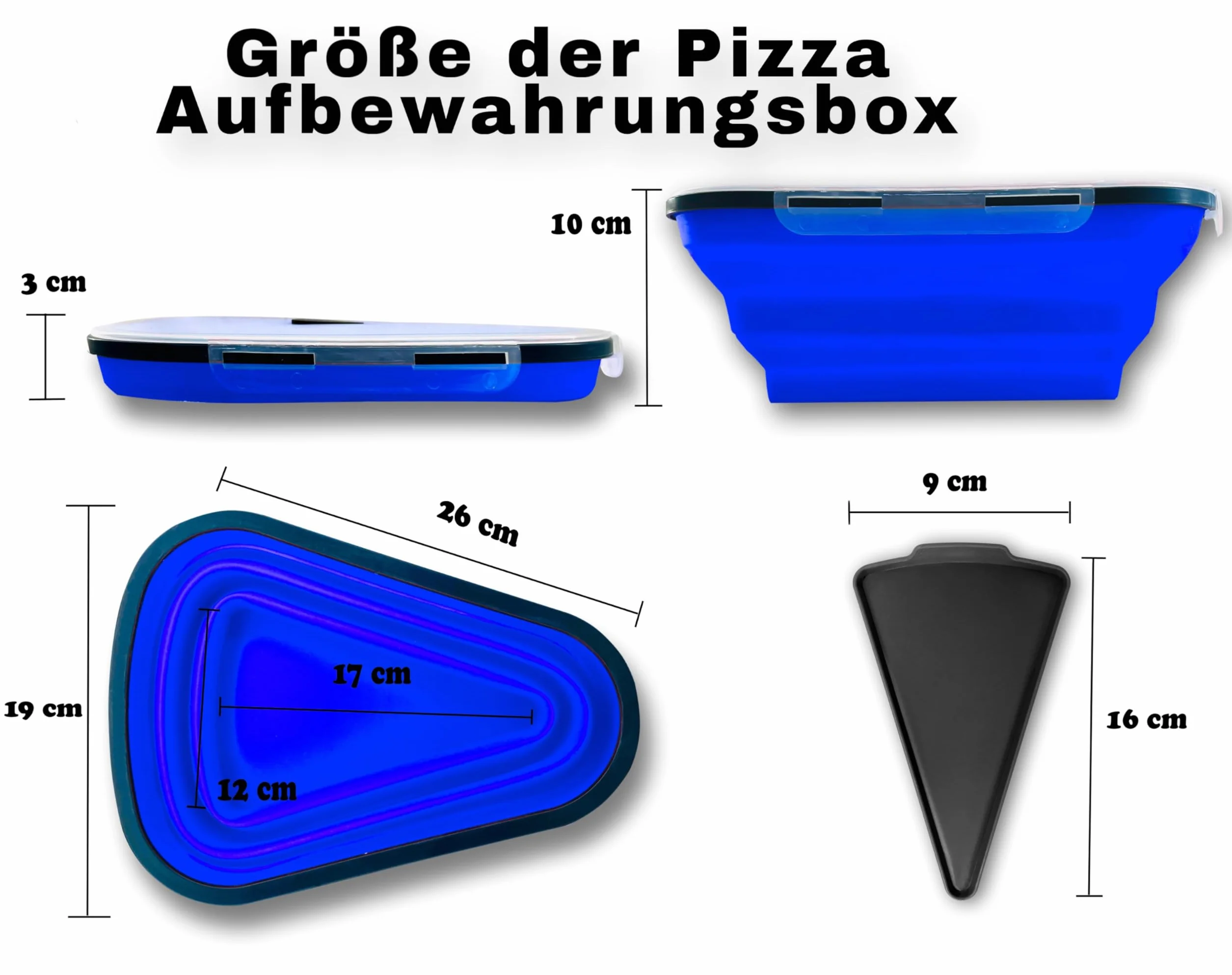 Silikonowe składane pudełko na pizzę niebieskie