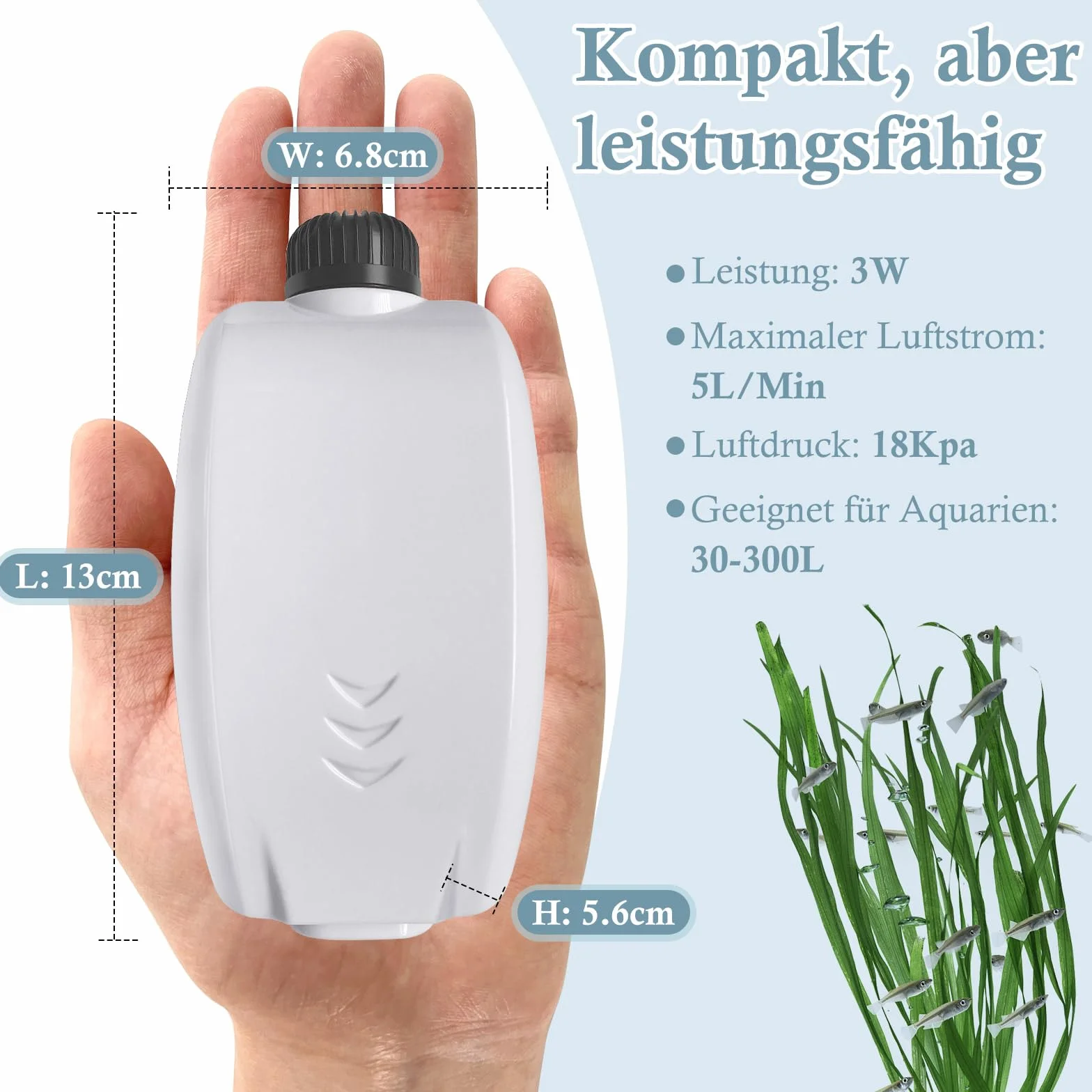 FEDOUR Elektryczna pompa powietrza do akwarium, 2 wyjścia, regulowana pompa powietrza 3 W, cicha pompa tlenowa do akwarium z akcesoriami do zbiornika na ryby o pojemności 30-300 l