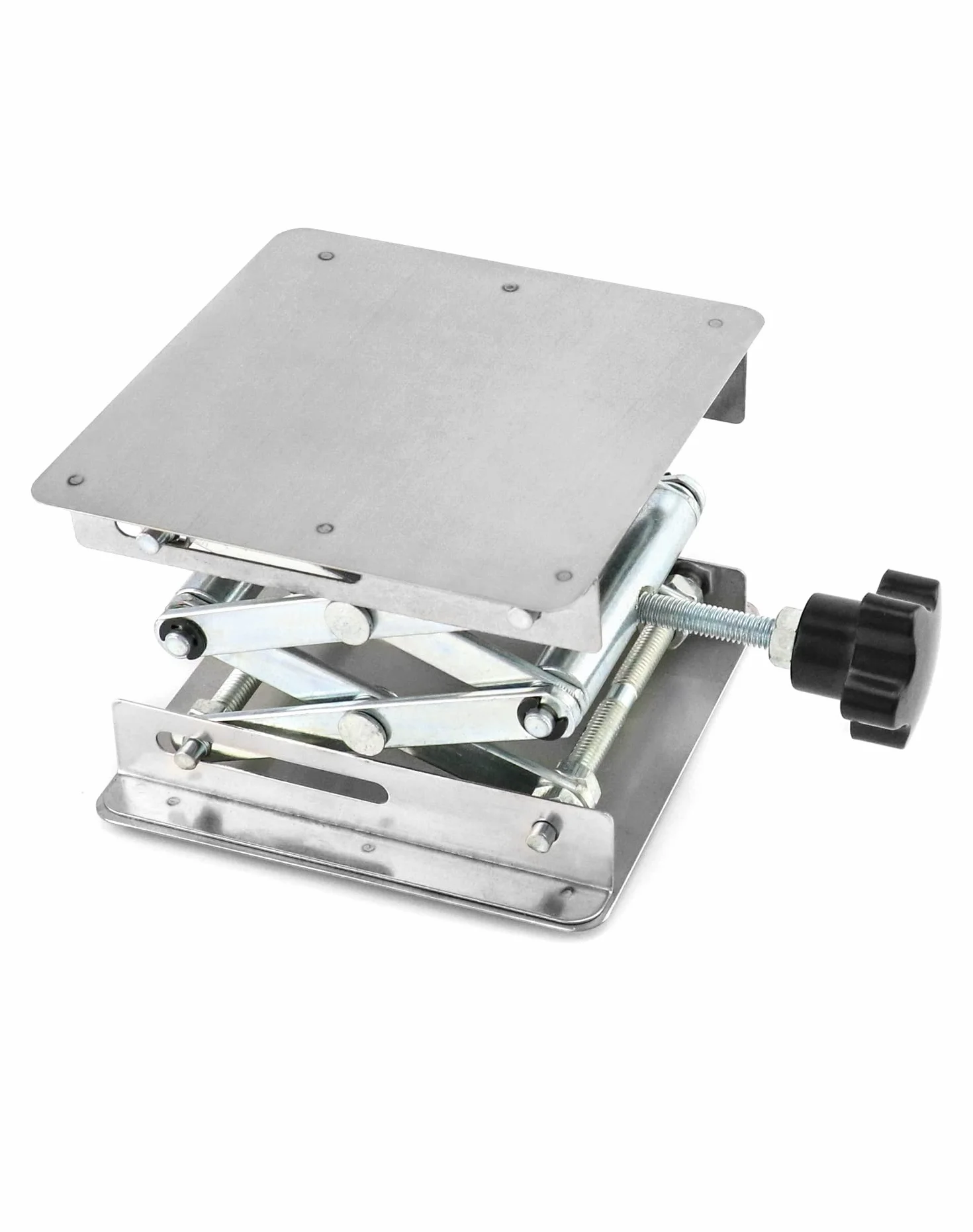 QWORK® Laboratoryjna platforma podnosząca, laboratoryjny podnośnik nożycowy ze stali nierdzewnej 100x100mm do eksperymentów, maksymalne obciążenie 5KG