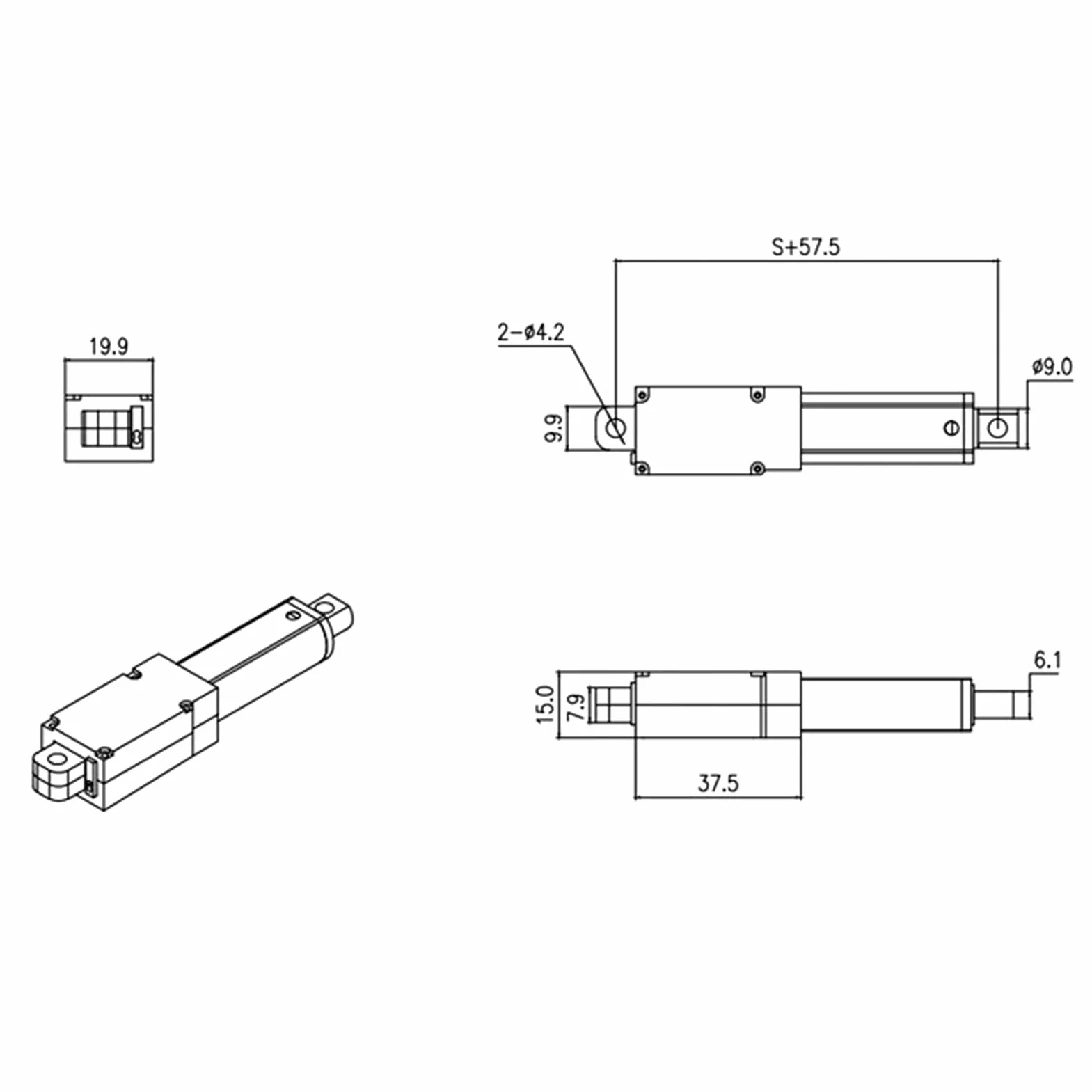 Siłownik liniowy 12 V 150 mm 30 mm/s 20N napęd liniowy
