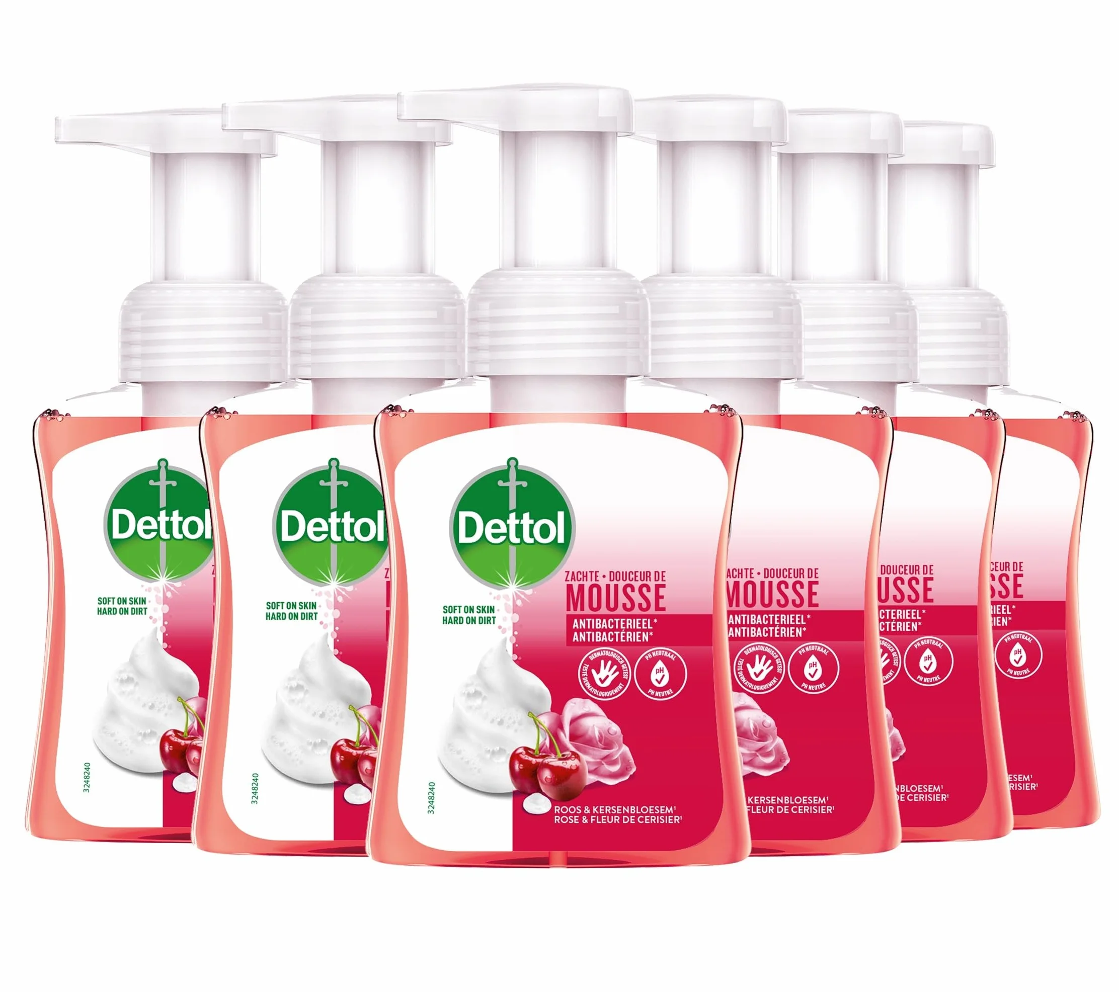 Dettol mydło do rąk pianka miękki mus róża i kwiat wiśni zapach 6 x 250 ml opakowanie zbiorcze