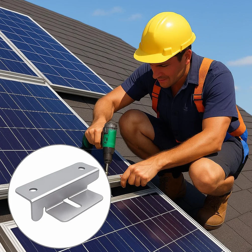 Uchwyt na panel słoneczny modułu PV 8 sztuk czarny
