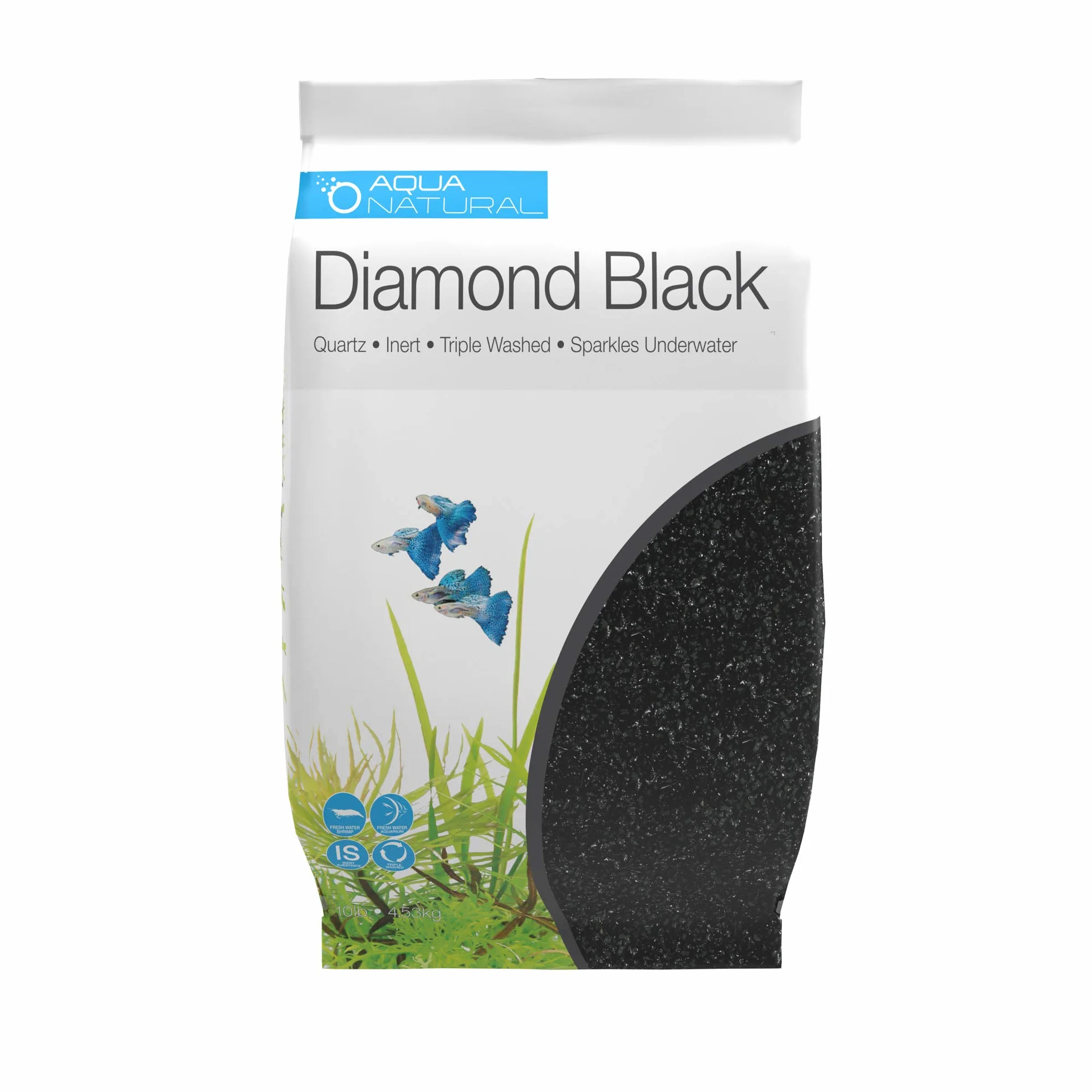AquaNatural Diamond Black 4,5 kg, żwir premium i podłoże do akwariów, akwariów i terrariów, 2-4 mm