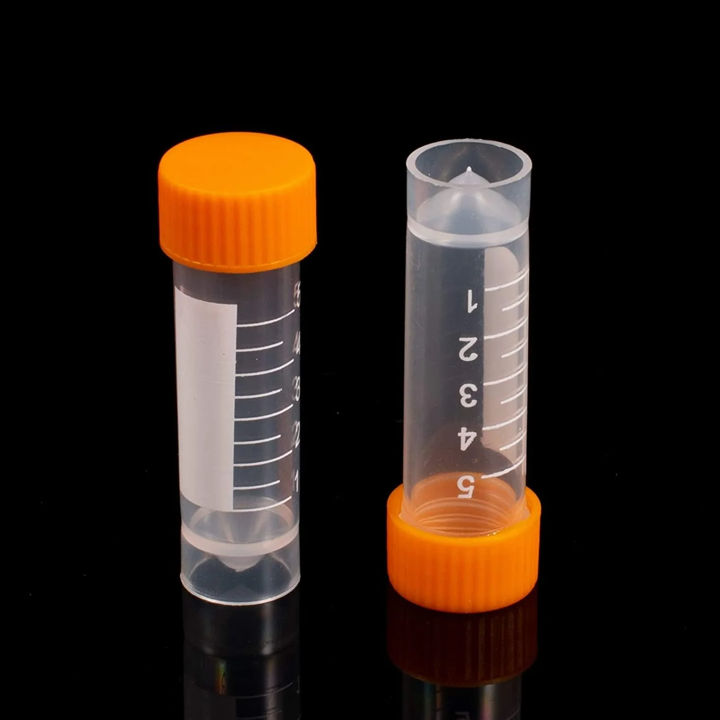 Plastikowe probówki 5 ml z pokrywką, stopniowane, 35 sztuk do laboratorium