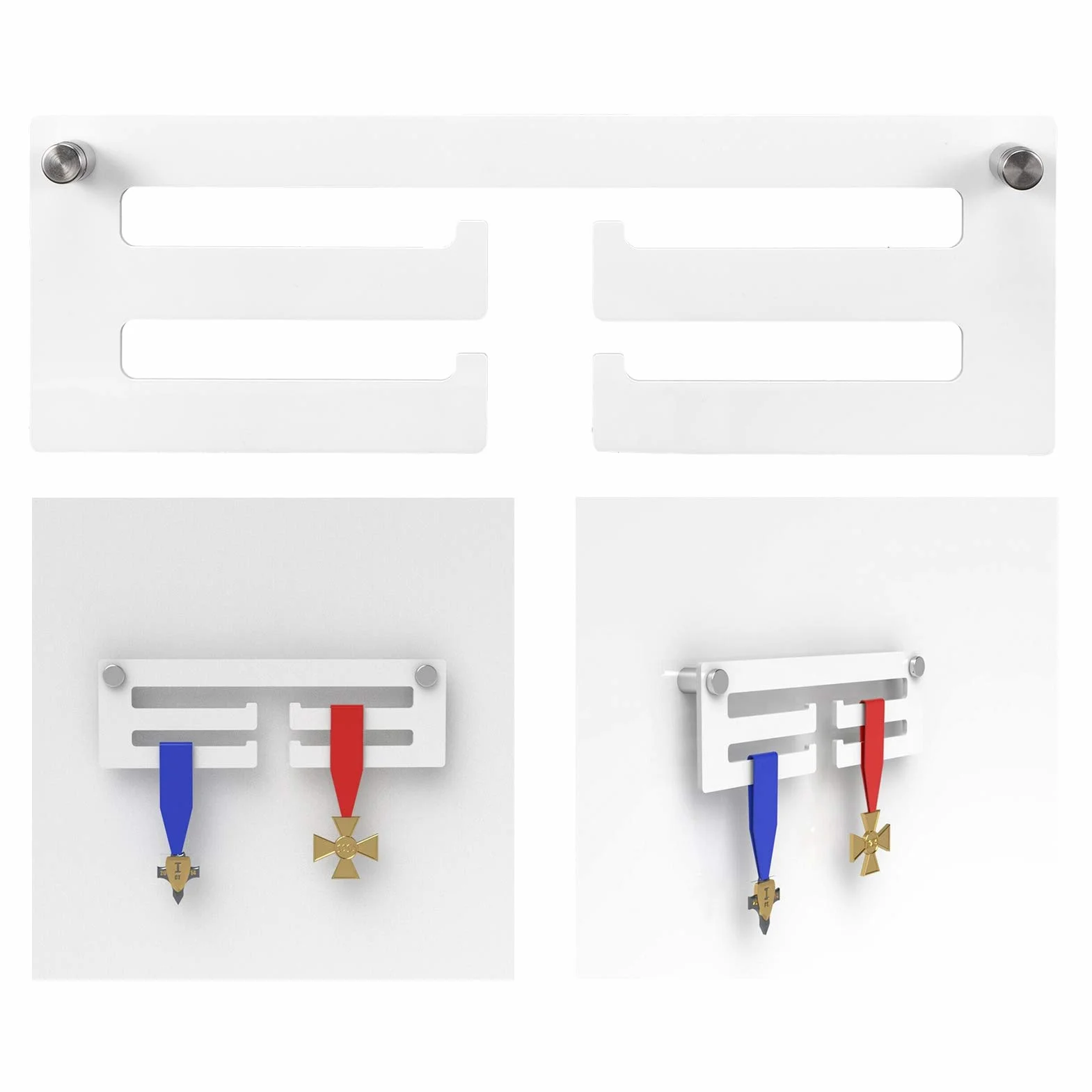 01 02 015 Wygodny stojak na nagrody, wieszak na medale, stojak ekspozycyjny na medale montowany na ścianie wieszak na medal, do powieszenia w domu, na medale biurowe