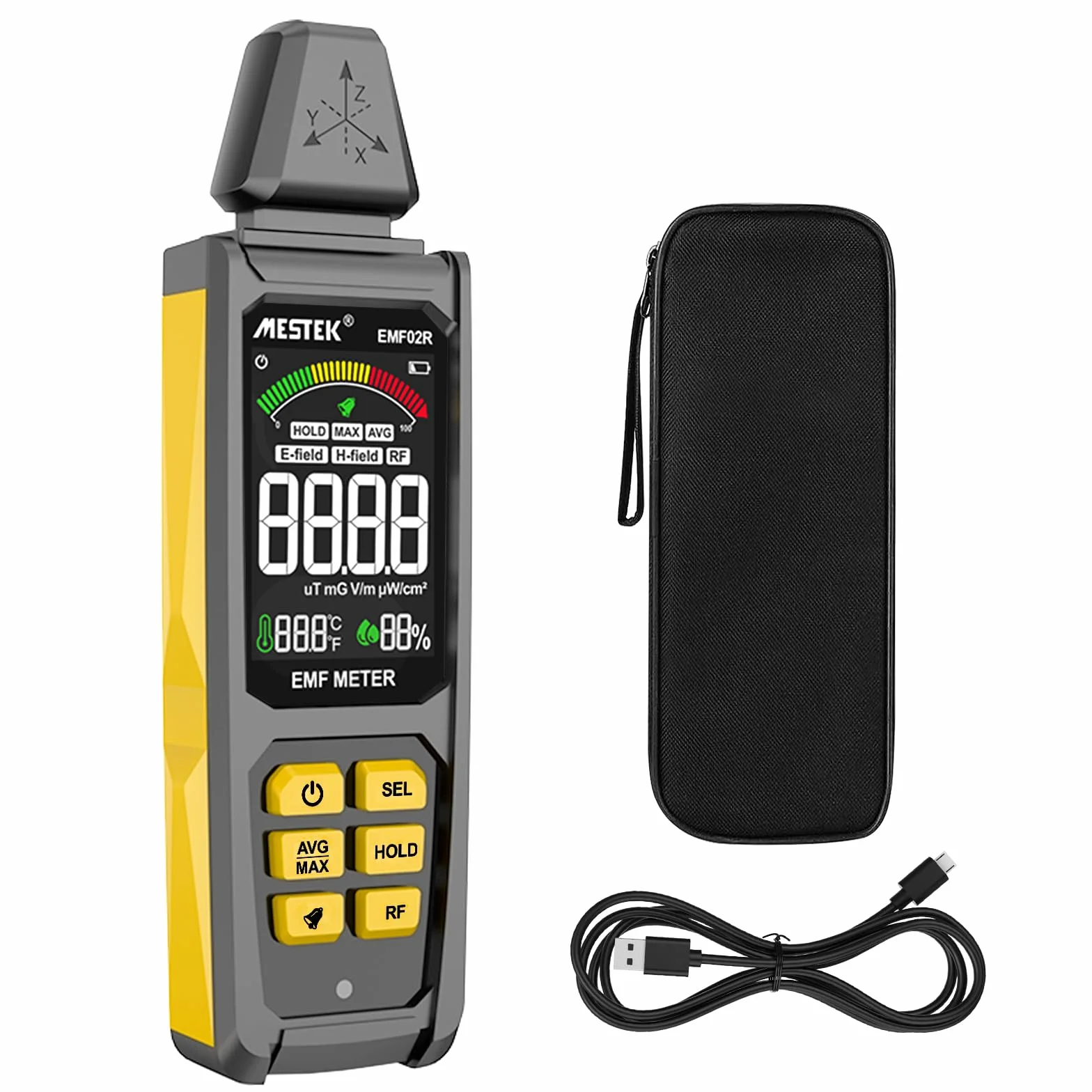 MESTEK Detektor EMF 5 w 1 Miernik Promieniowania Pole Elektryczne Magnetyczne