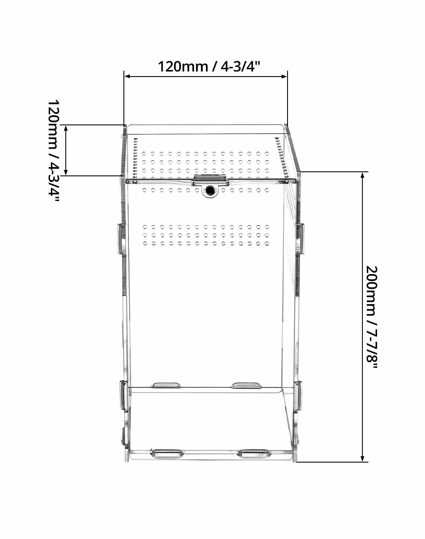 QWORK® Akrylowe pudełko do karmienia gadów,20×12×12cm dla modliszki, pająków, jaszczurek, ślimaków