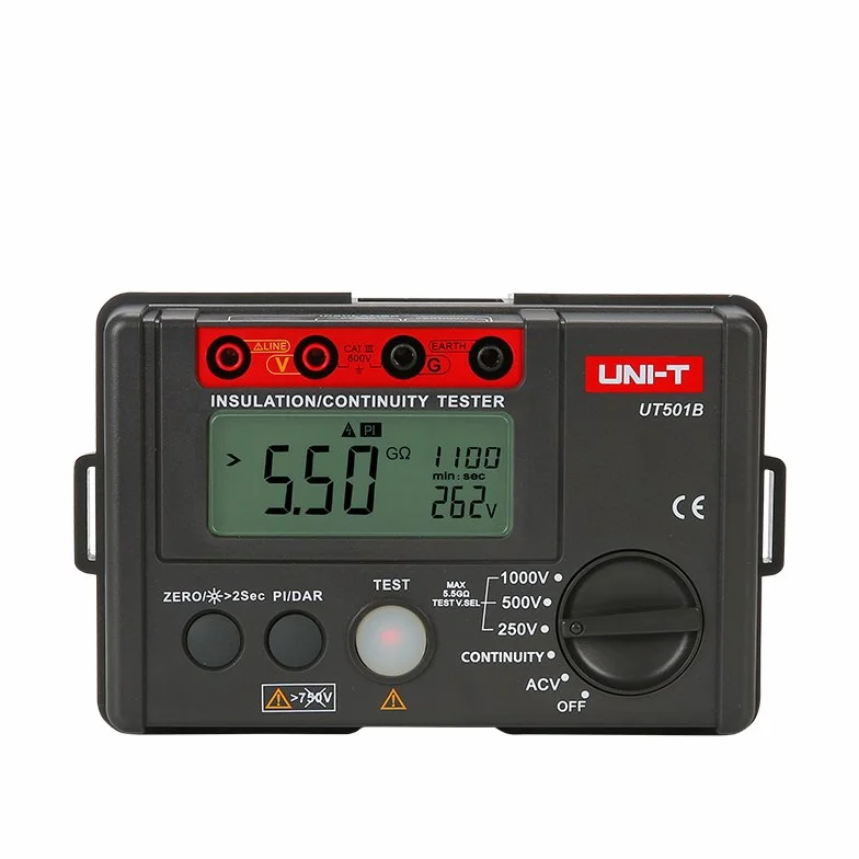 UNI-T UT501B serii UT500 tester rezystancji izolacji 250V/500V/1000V 1mA, Czerwony/Szary