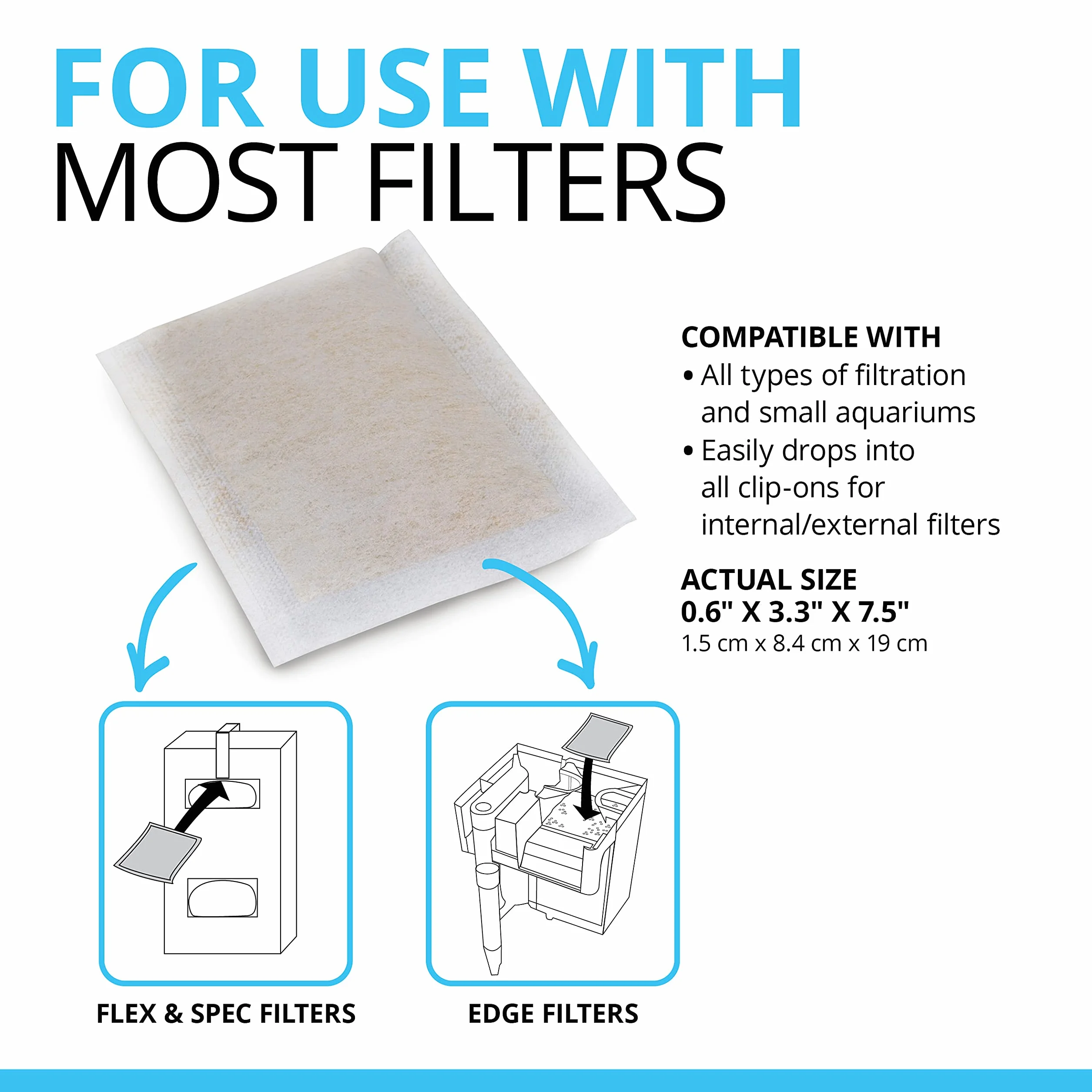 Fluval Clear X Filter Pads, przeciwko fosforanom, azotynom i azotanom, nadają się do wszystkich rodzajów filtrów, 4 sztuki, 1 podkładka po obróbce 60 l