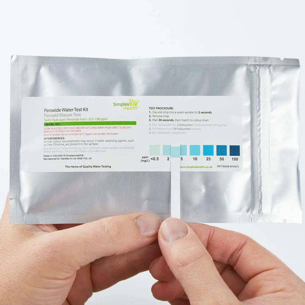 SimplexHealth paski testowe na wodę kontrolną nadtlenku 10 pasków 0,5-100 ppm