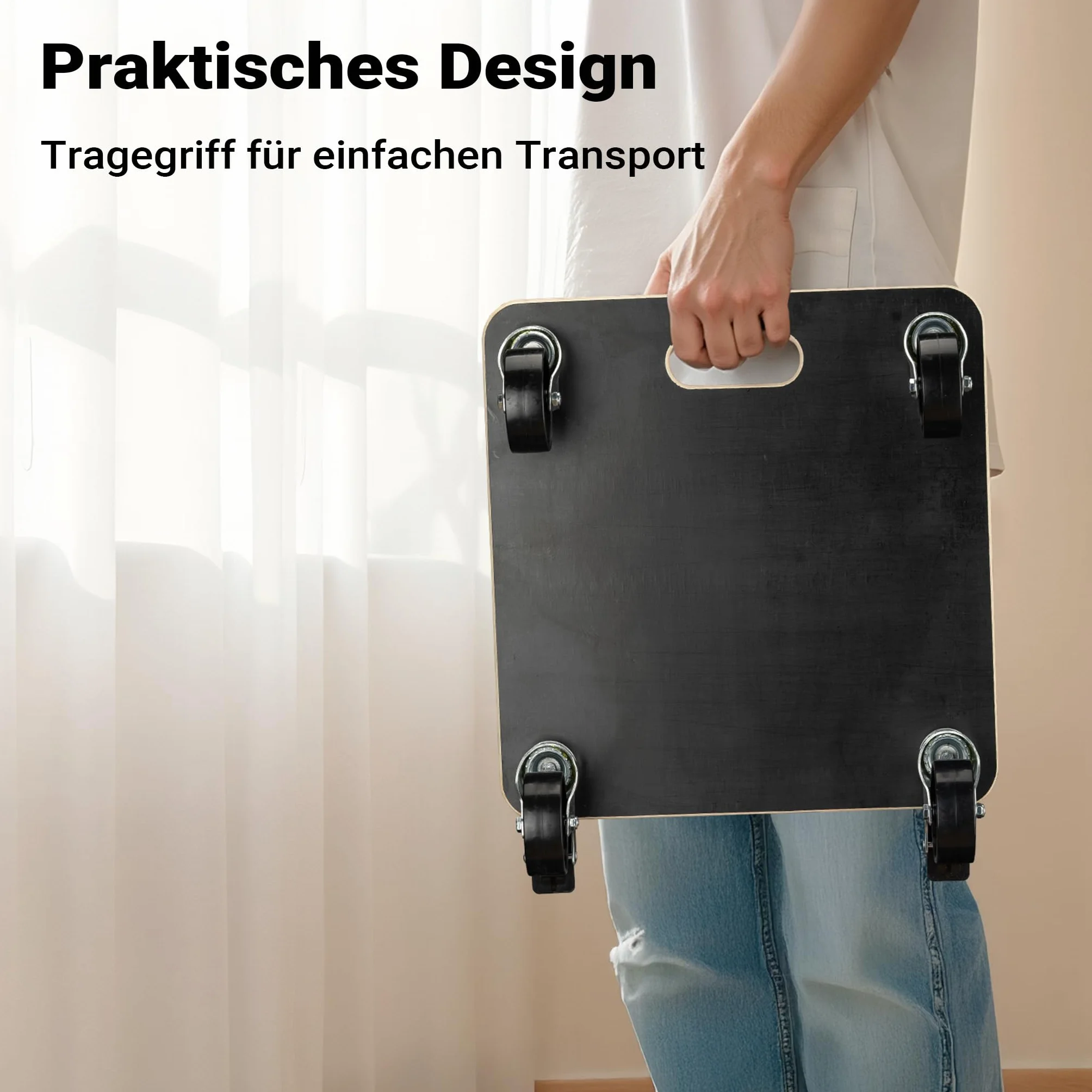 Wiltec Platforma transportowa 380x380x119 mm 250 kg drewniany podest 4 skrętnymi kółkami