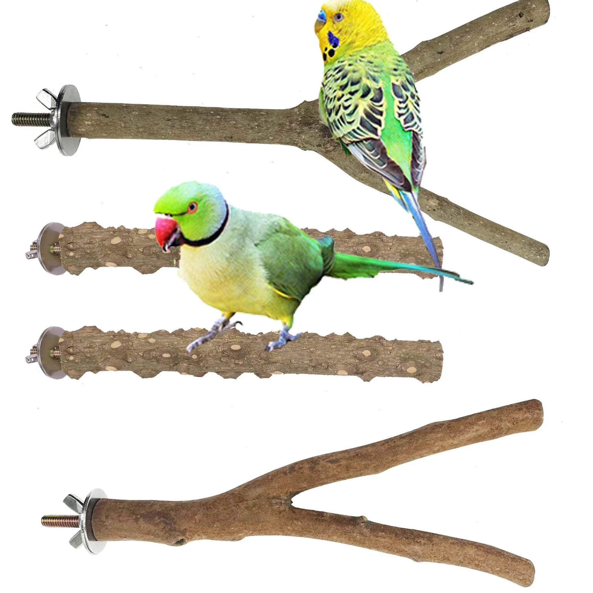 Drewniany stojak na papugę dla ptaków, zabawka wspinaczkowa 4 szt