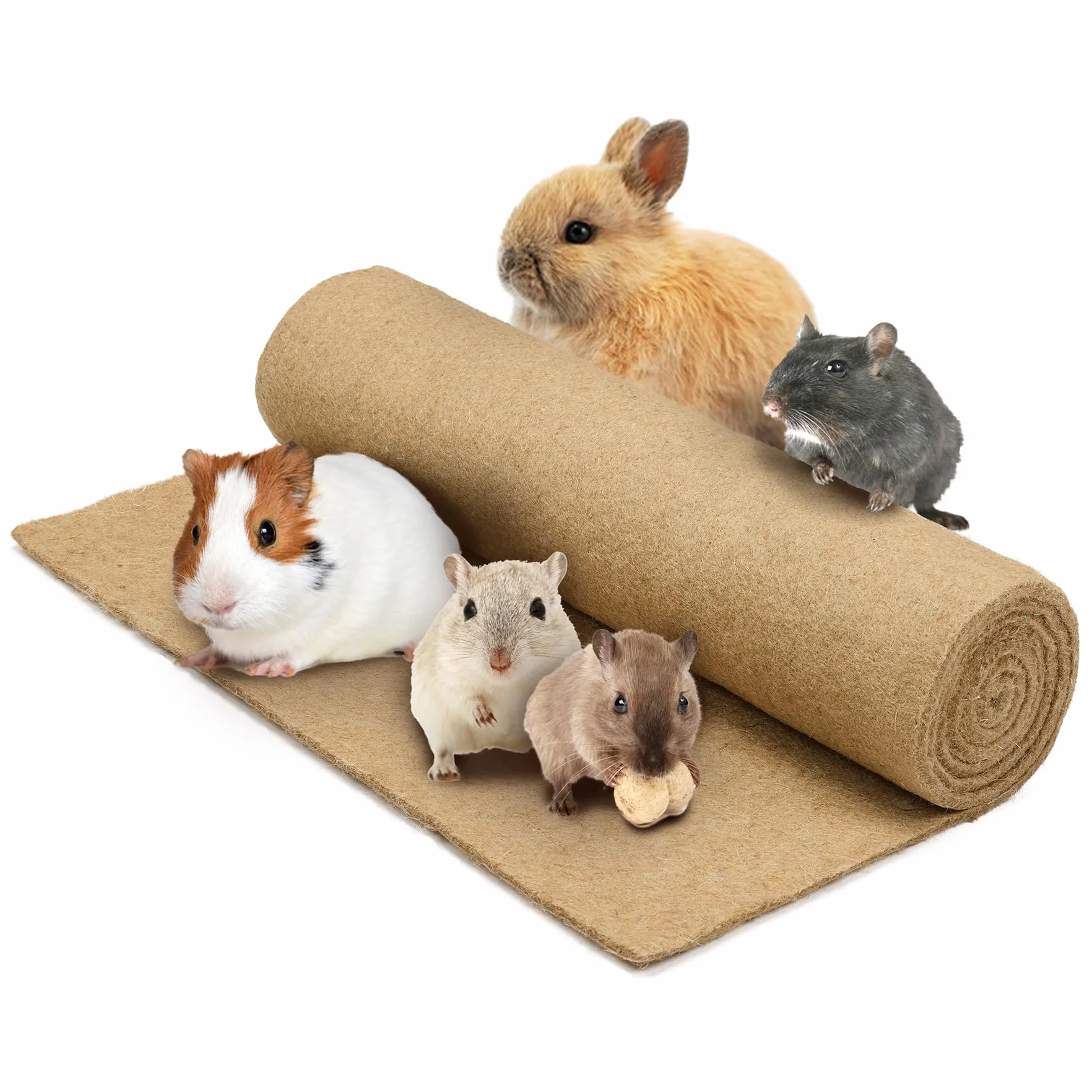 La Cordeline Dywan z naturalnego konopnego żwirek 40 x 100 cm, jakość premium, tło klatki dla gryzoni, królików, chomików
